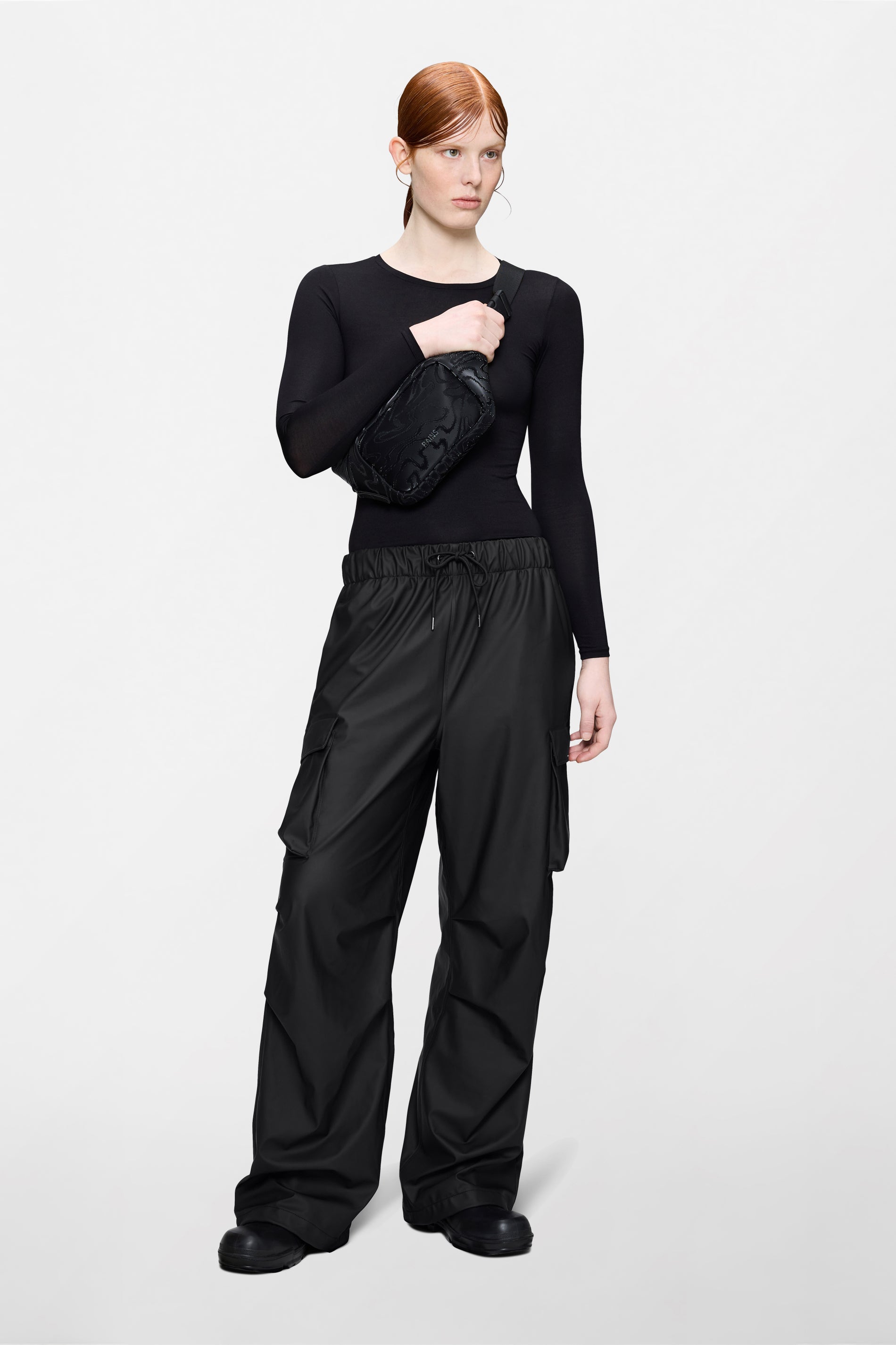 RAINS Pocket Rain Pants Wide Black Pants