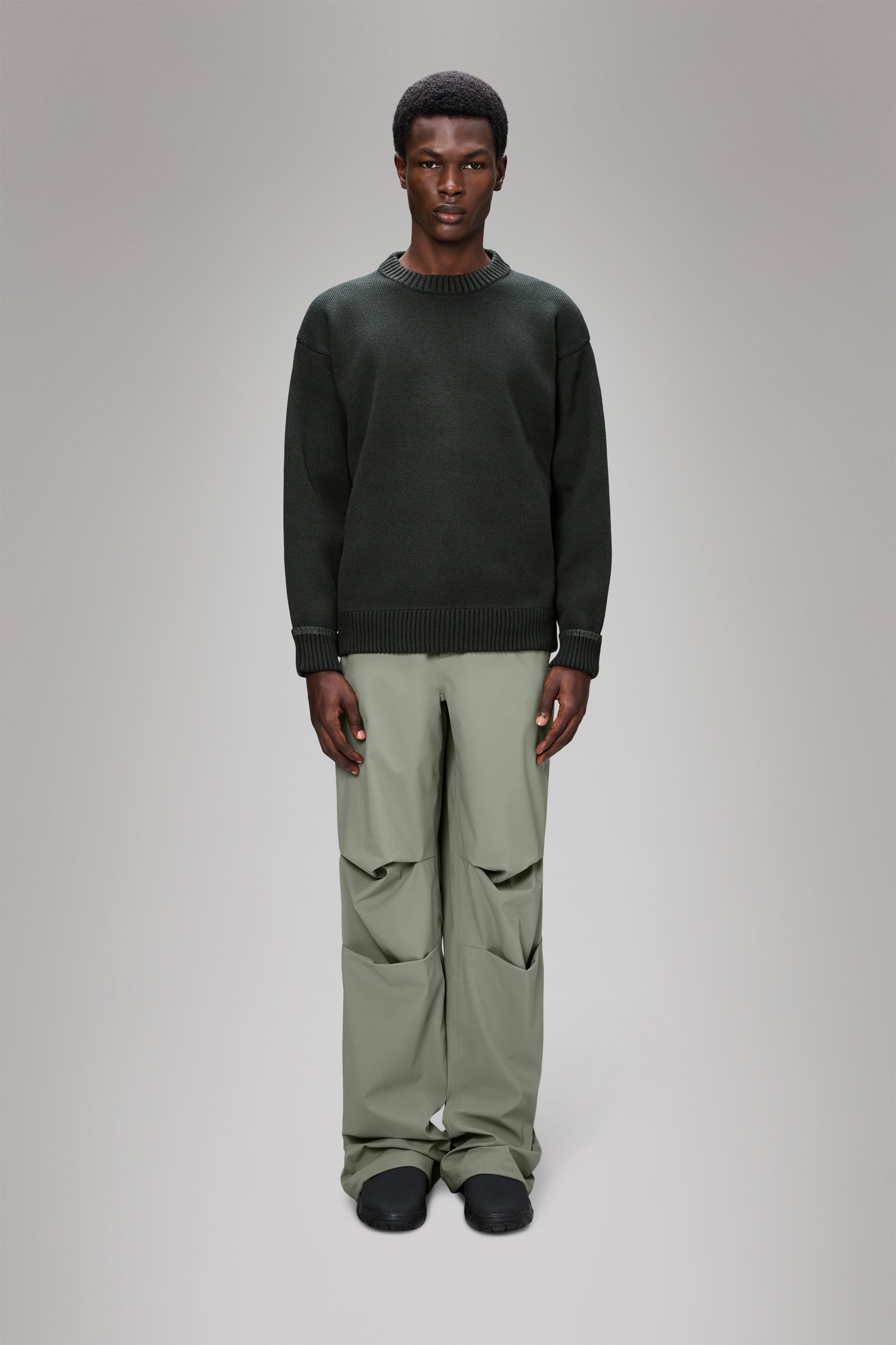 Rains Sowa Knit Crew Neck Green/Black Long Sleeve