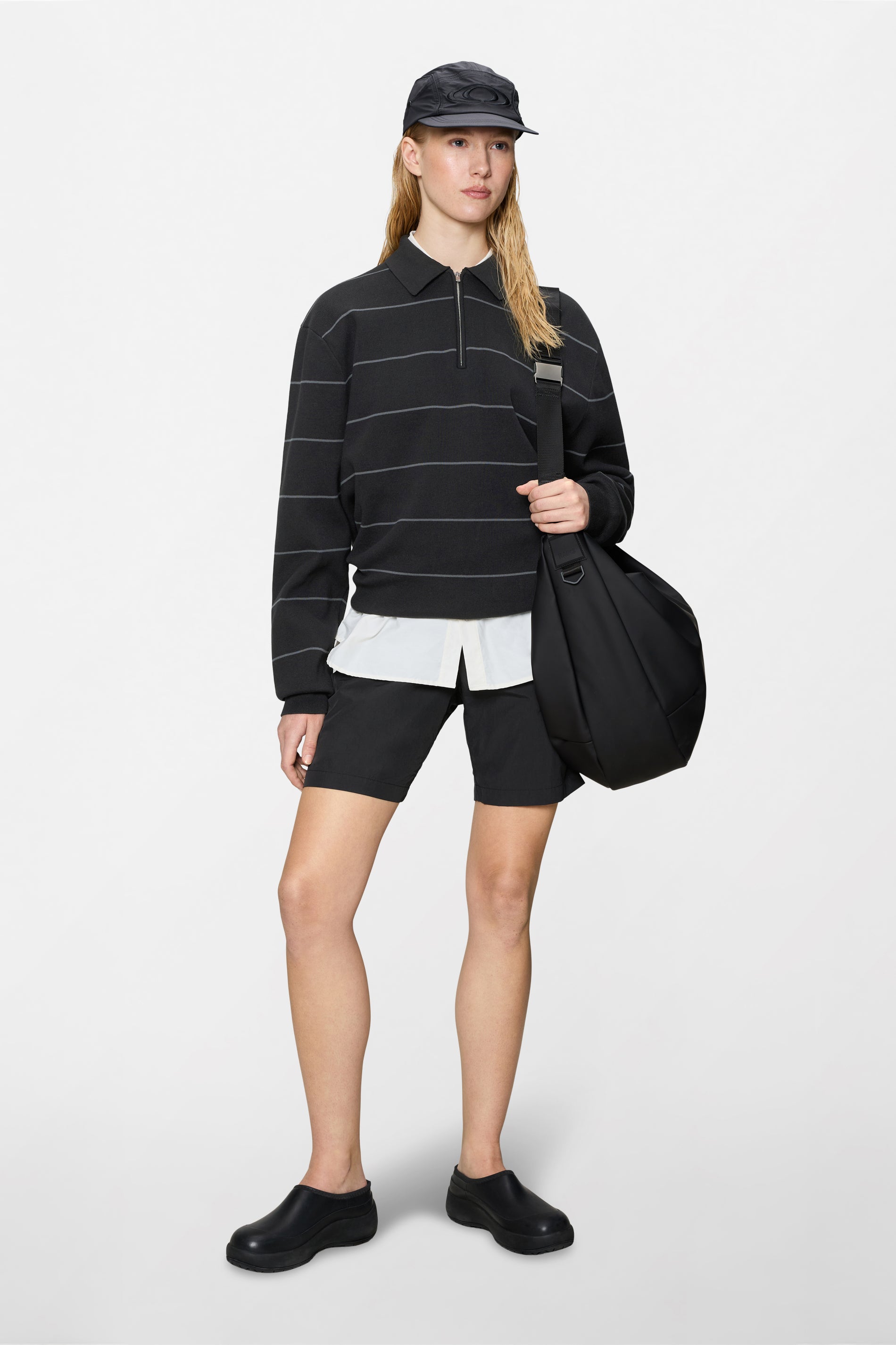 Striped Knit Long Sleeve Polo