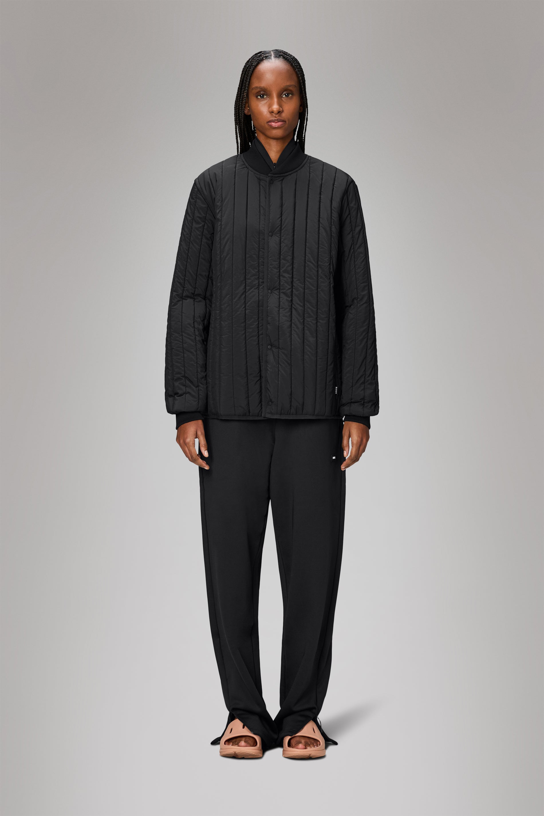 RAINS Banja Liner Bomber Jacket Black Overshirt