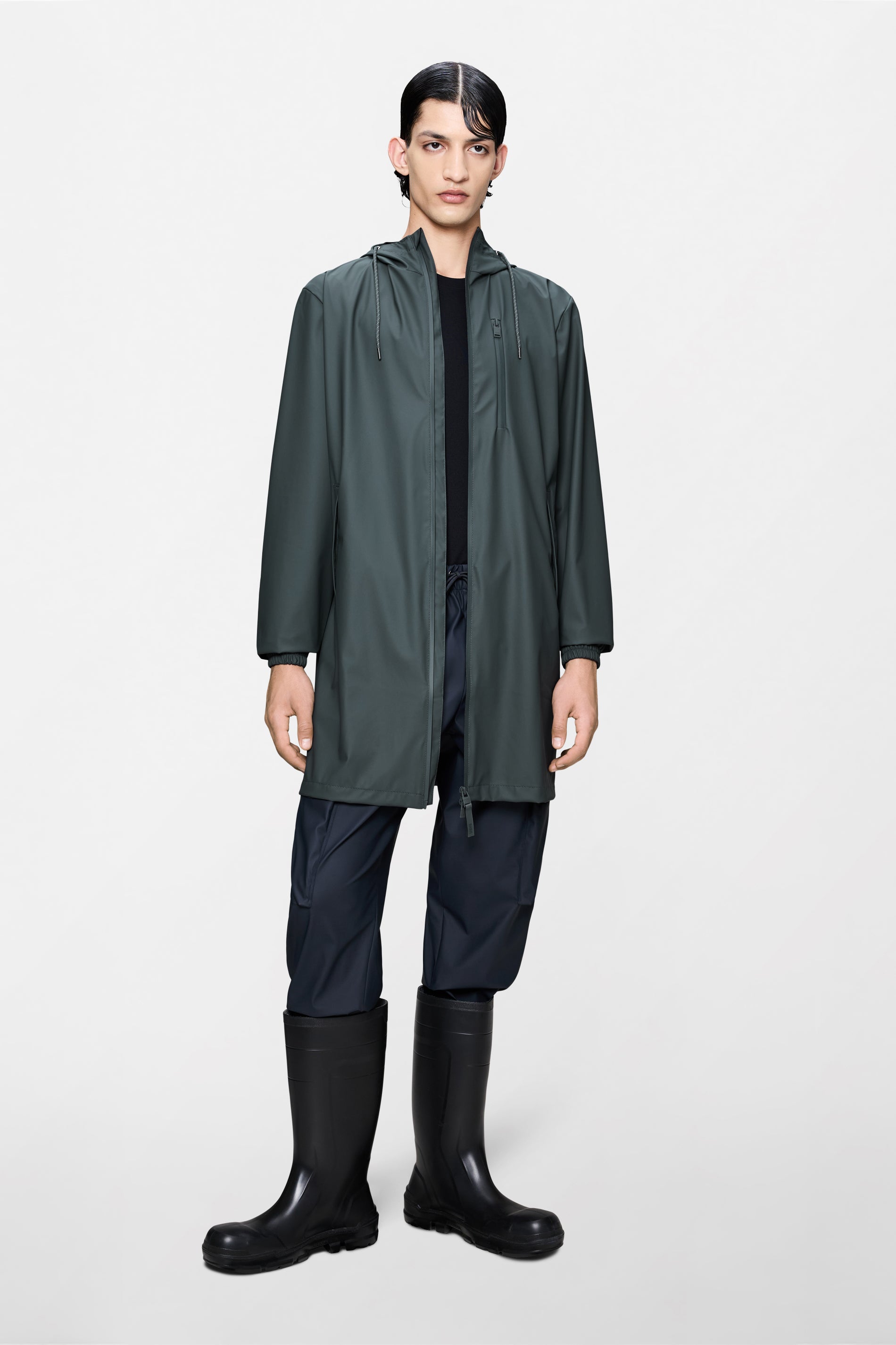 RAINS Long Storm Breaker Dark Grey Jacket