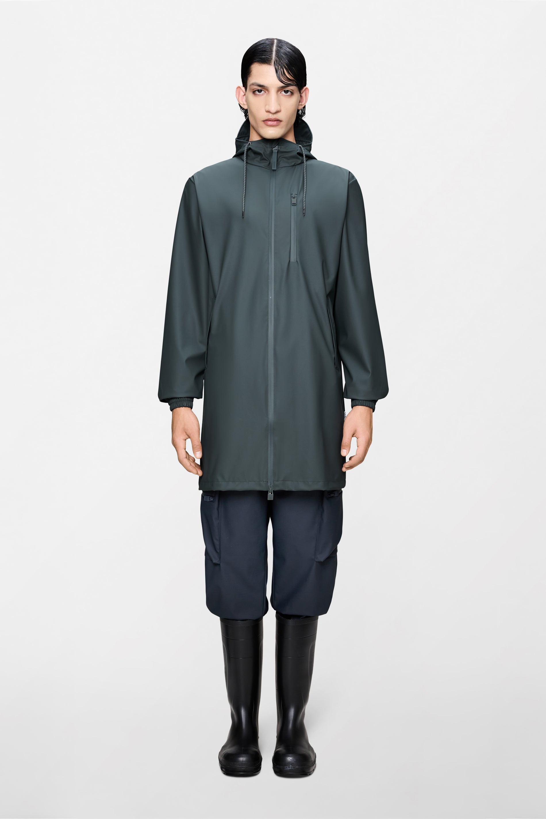 RAINS Long Storm Breaker Dark Grey Jacket