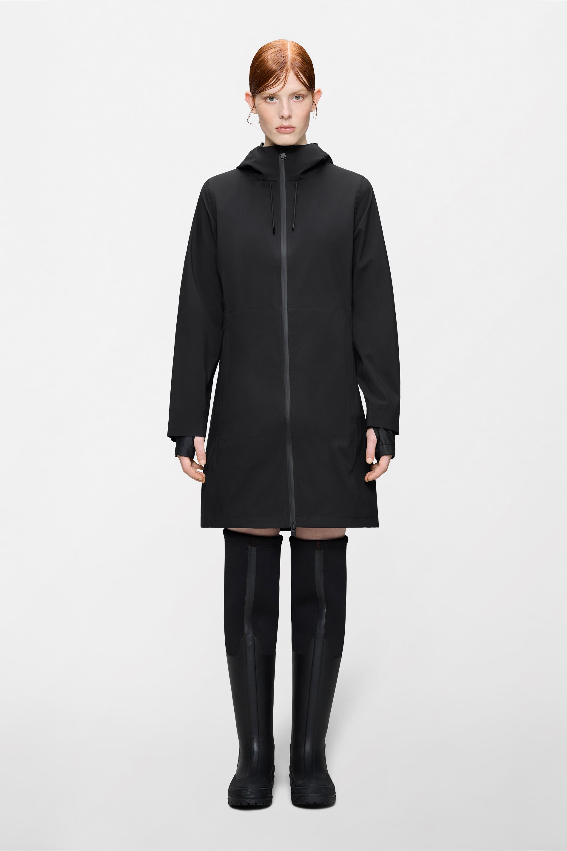 RAINS Suva Hardshell Long W Jacket Black Jacket