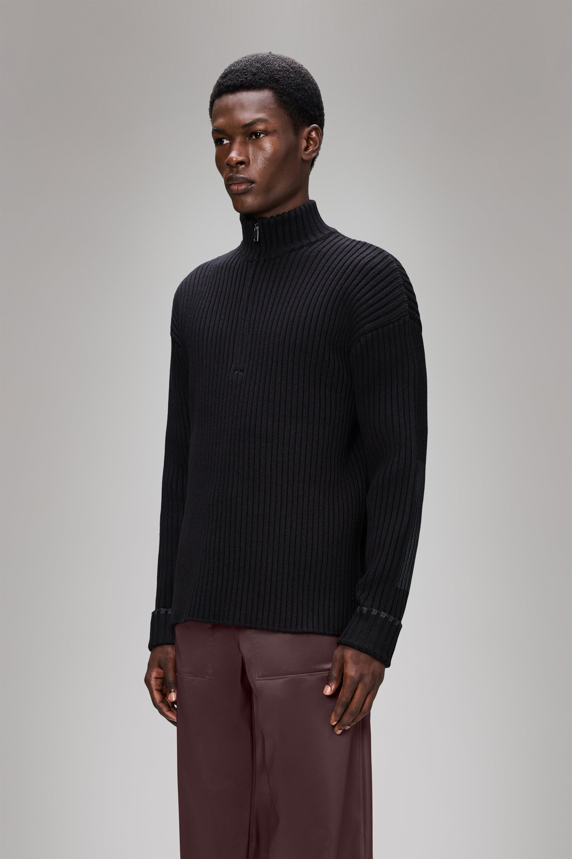 RAINS Sapa Half Zip Knit Black Long Sleeve