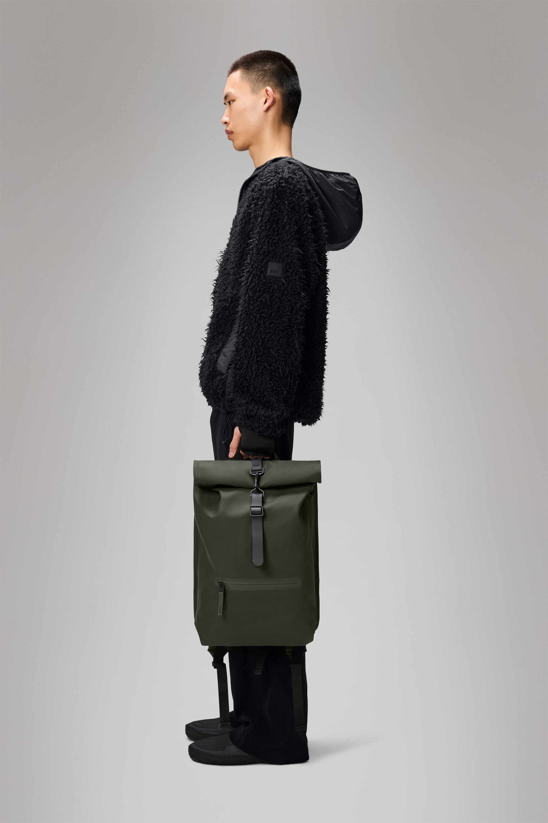 RAINS Rolltop Rucksack Green Backpack