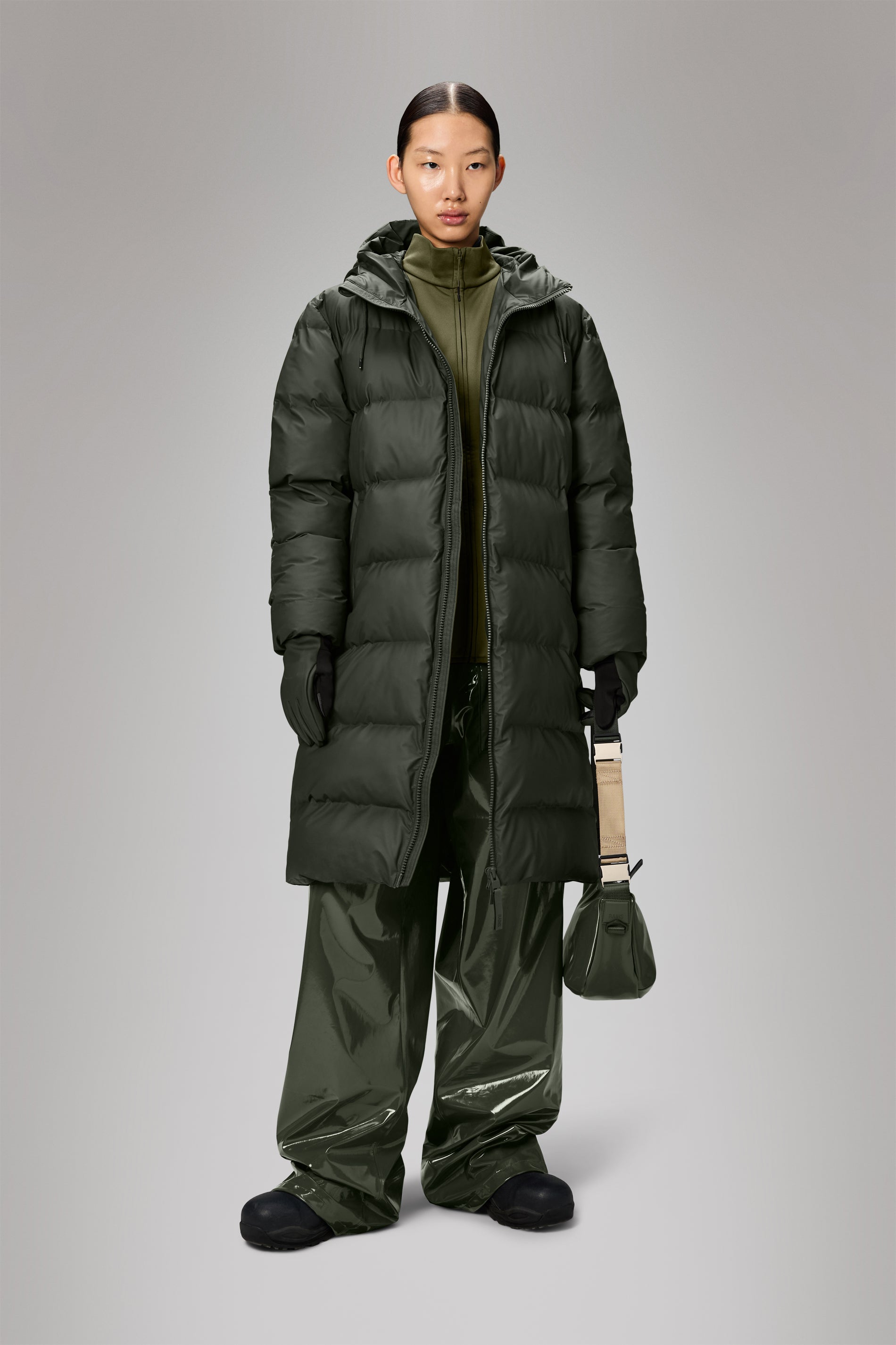 Rains Alta Longer Puffer Jacket Green Jacket