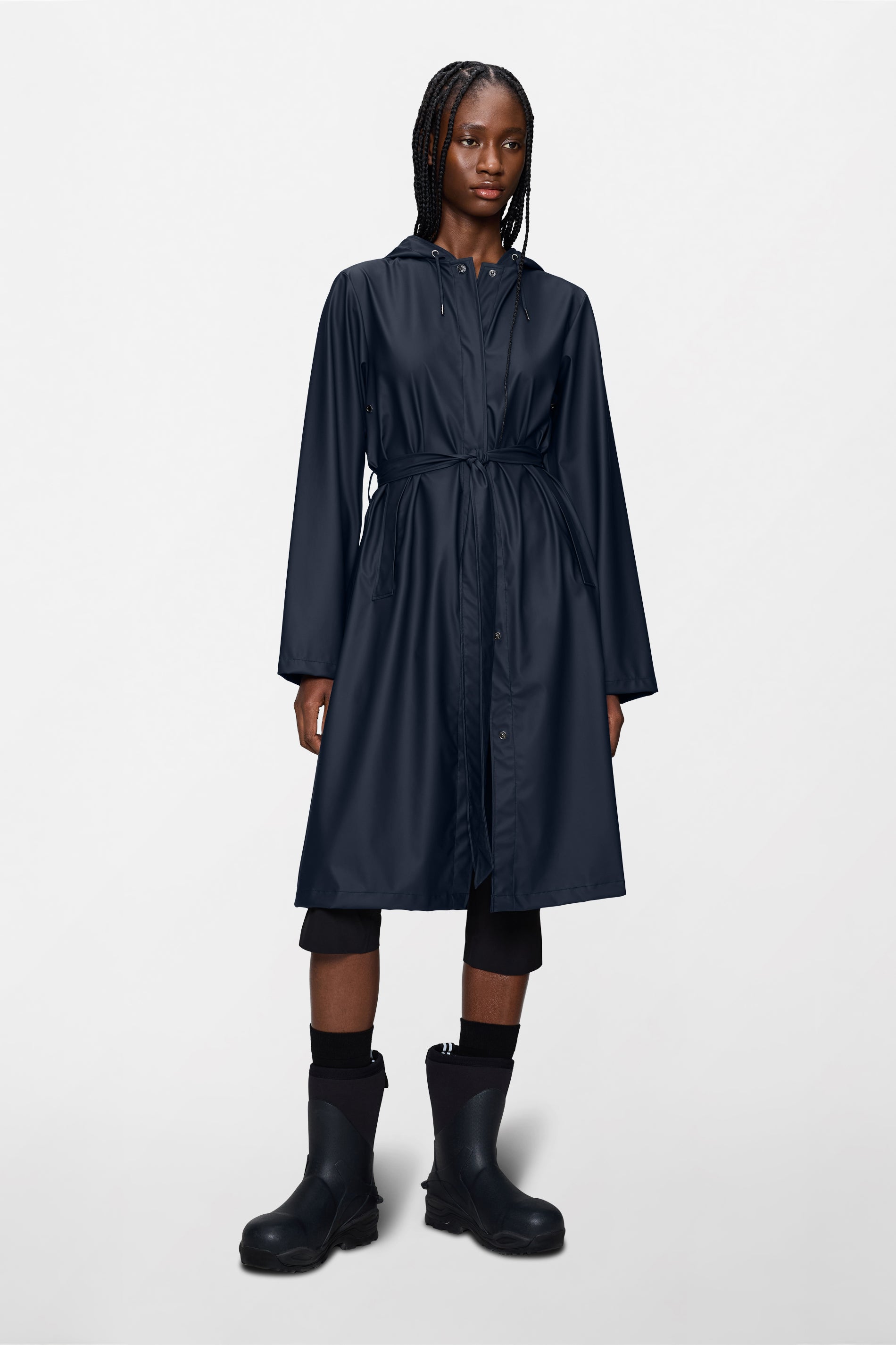 RAINS A-Line Longer W Jacket Navy Jacket