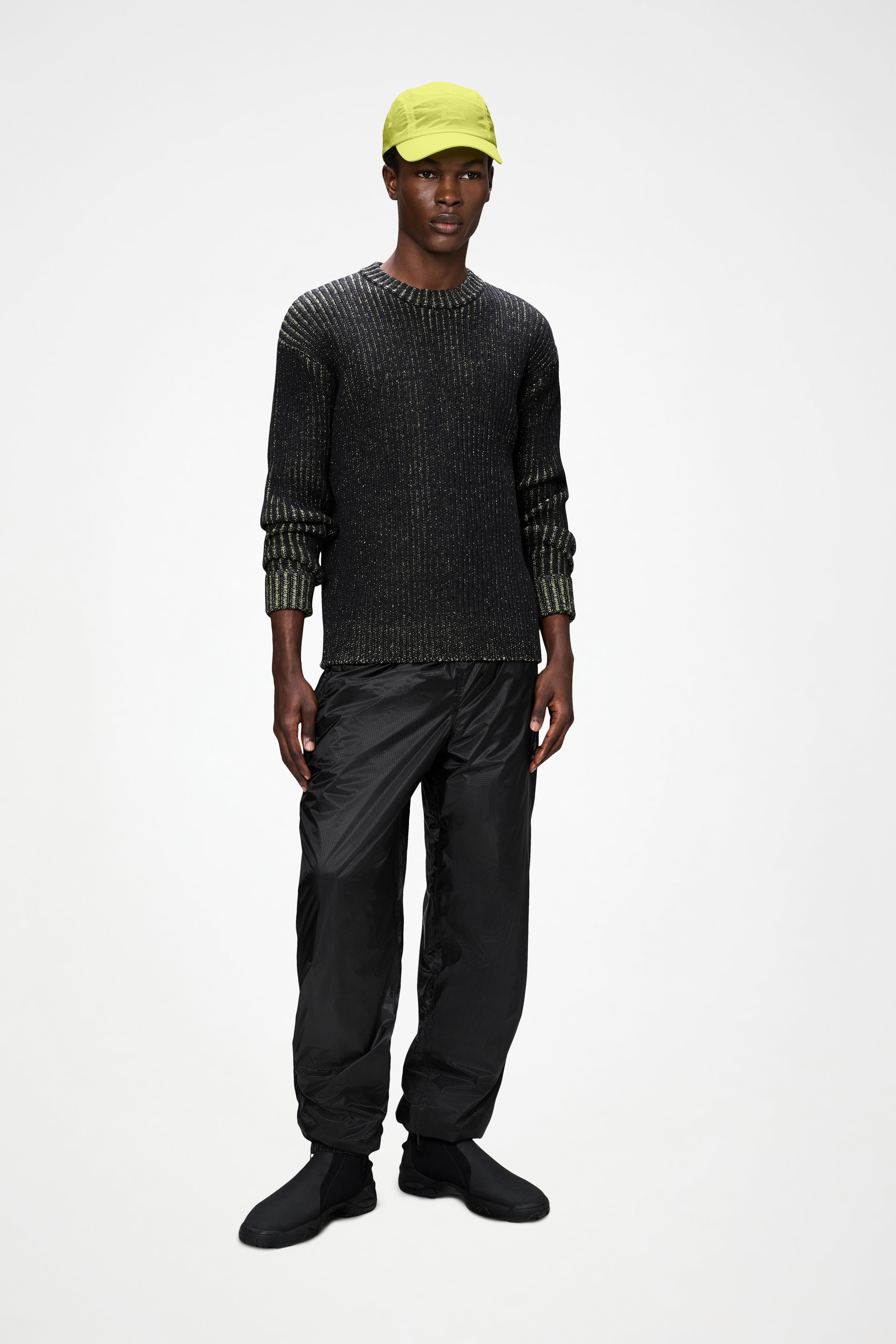 RAINS Sapa Knit Crew Neck Black/Acid Long Sleeve