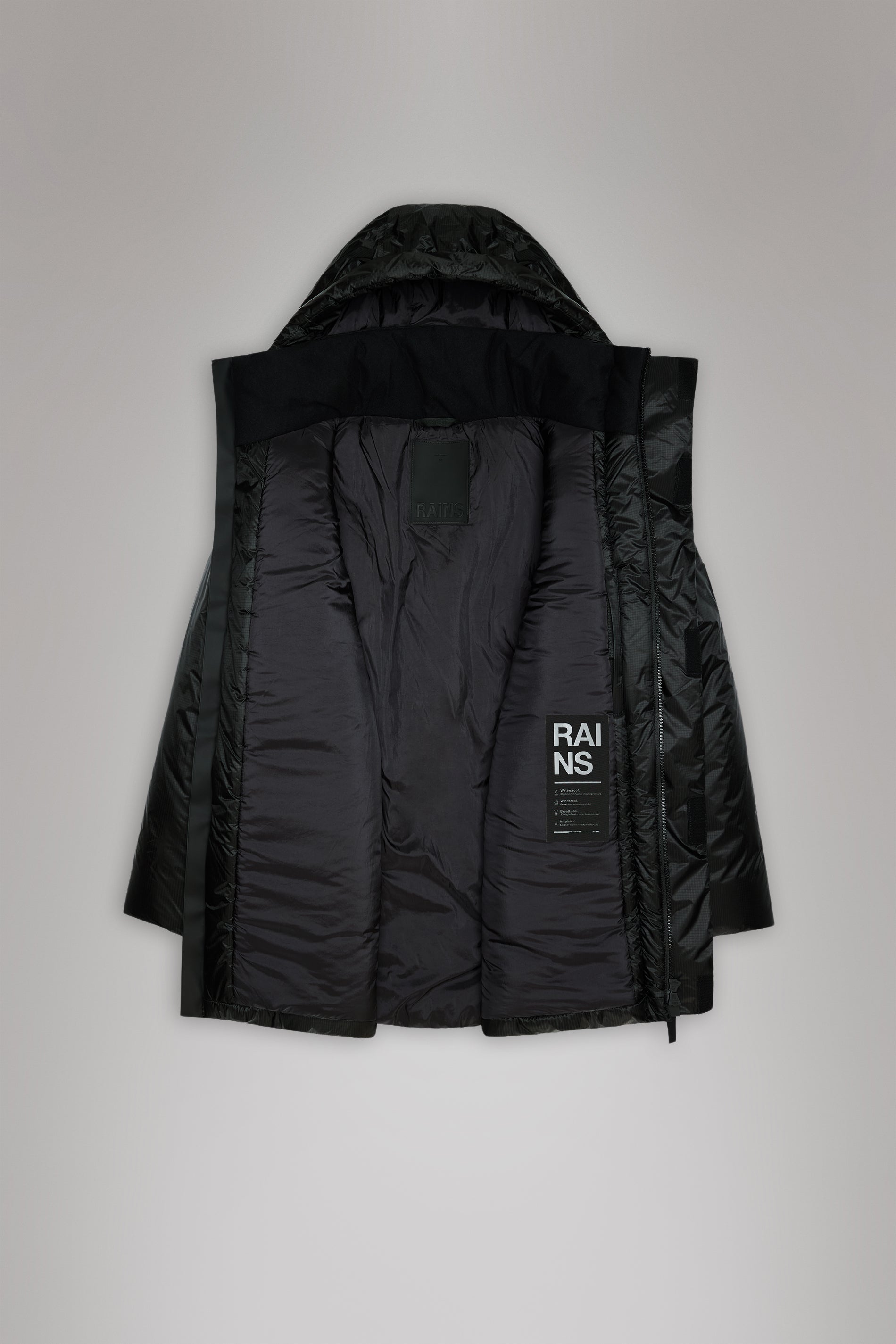 RAINS Torna Insulated Long Jacket Black Jacket