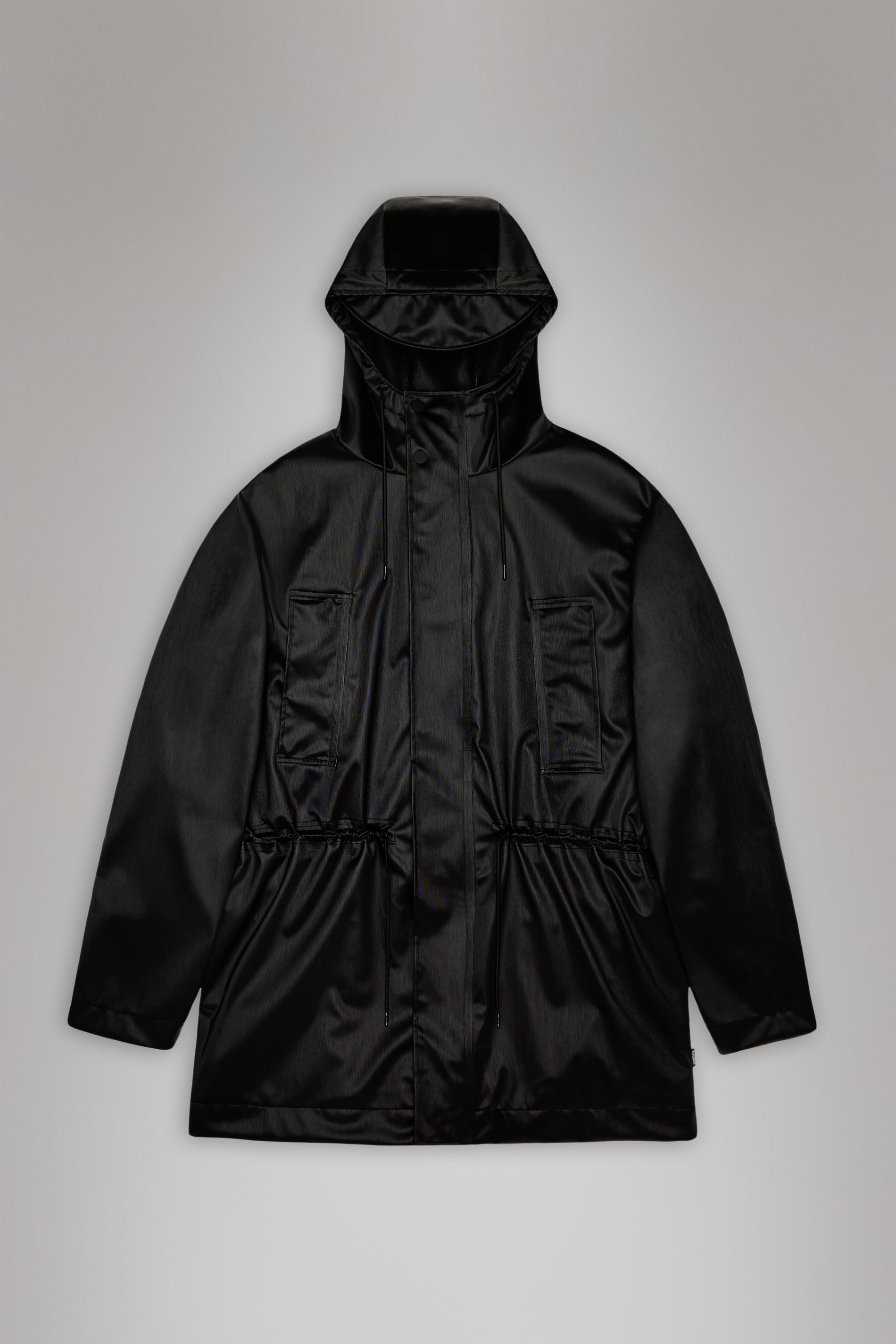 RAINS Bold Long Jacket Black Grain Jacket