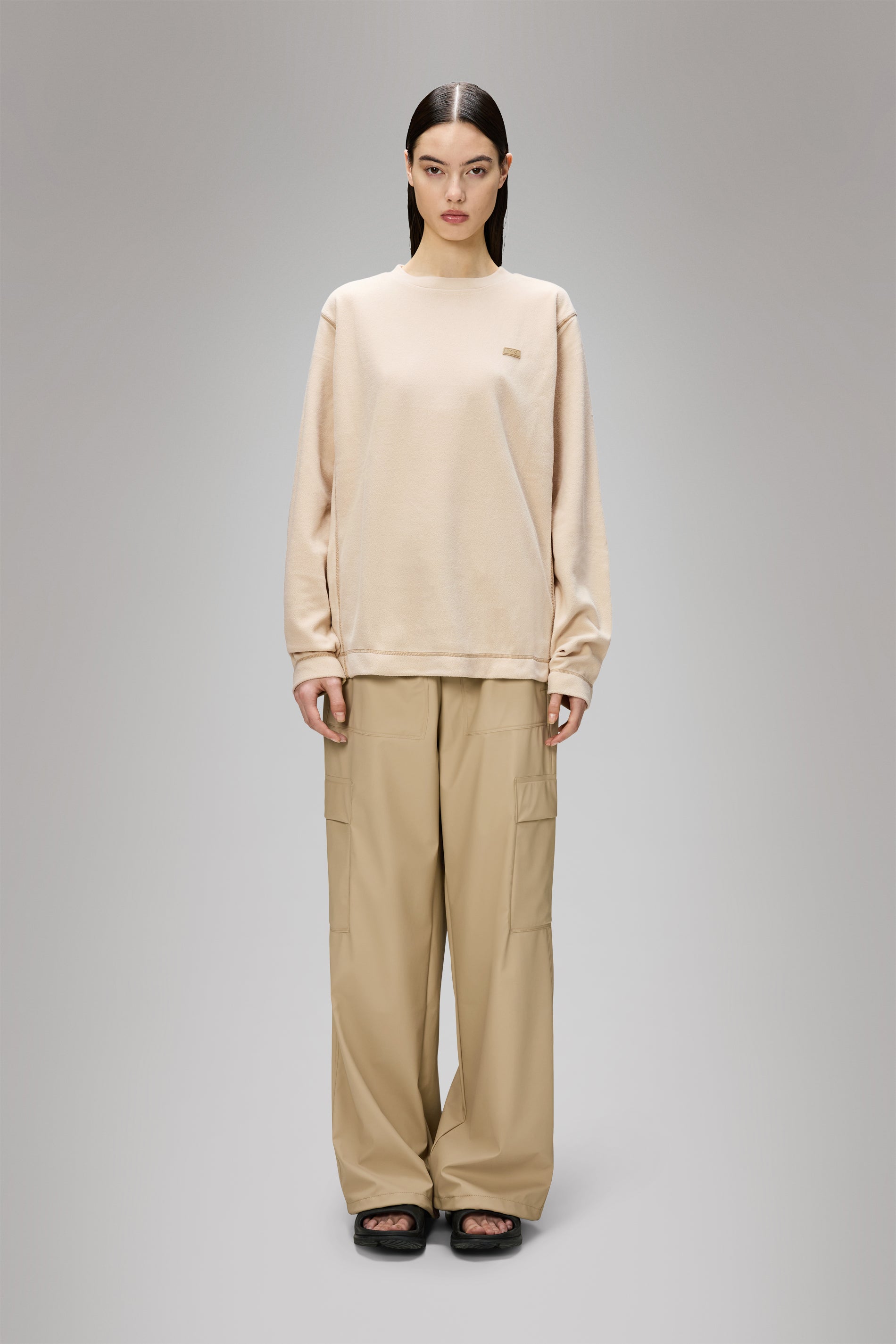 RAINS Addis Fleece Crewneck Dune Crew Neck