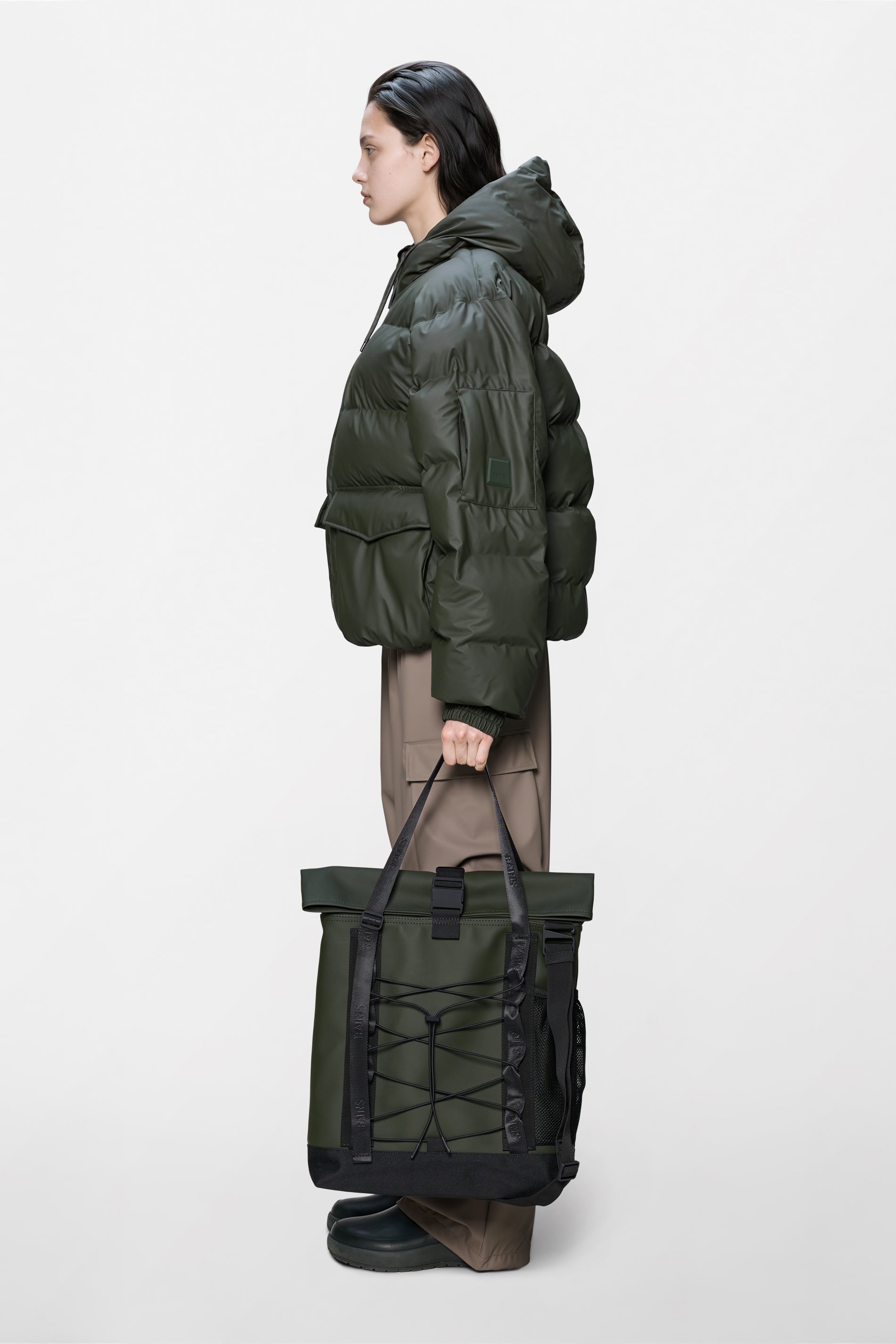 RAINS Trail Rolltop Tote Bag Green 25L H47 x D13 x W35 cm Tote
