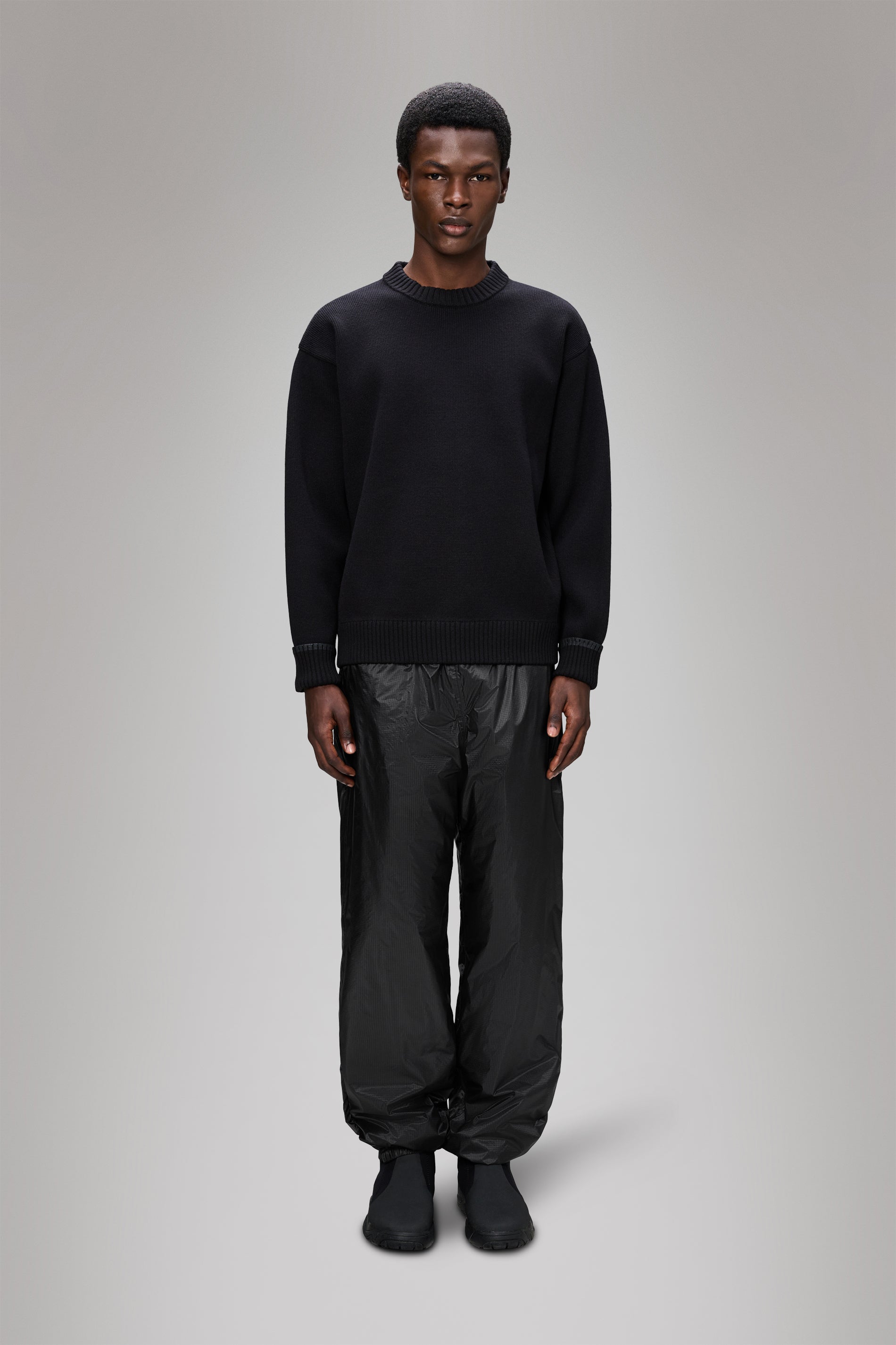 Rains Sowa Knit Crew Neck Black Long Sleeve