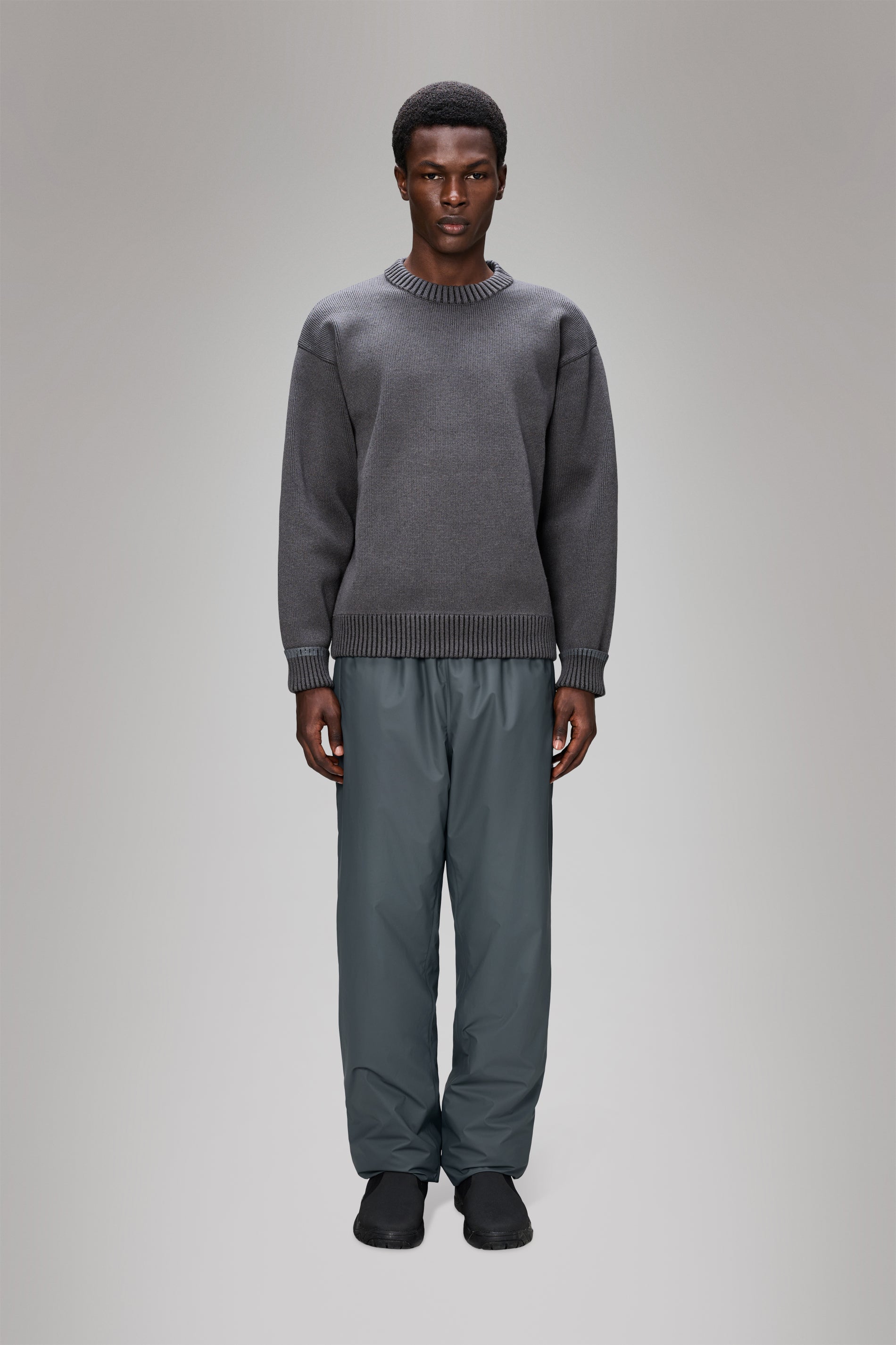 Rains Sowa Knit Crew Neck Grey/Black Long Sleeve