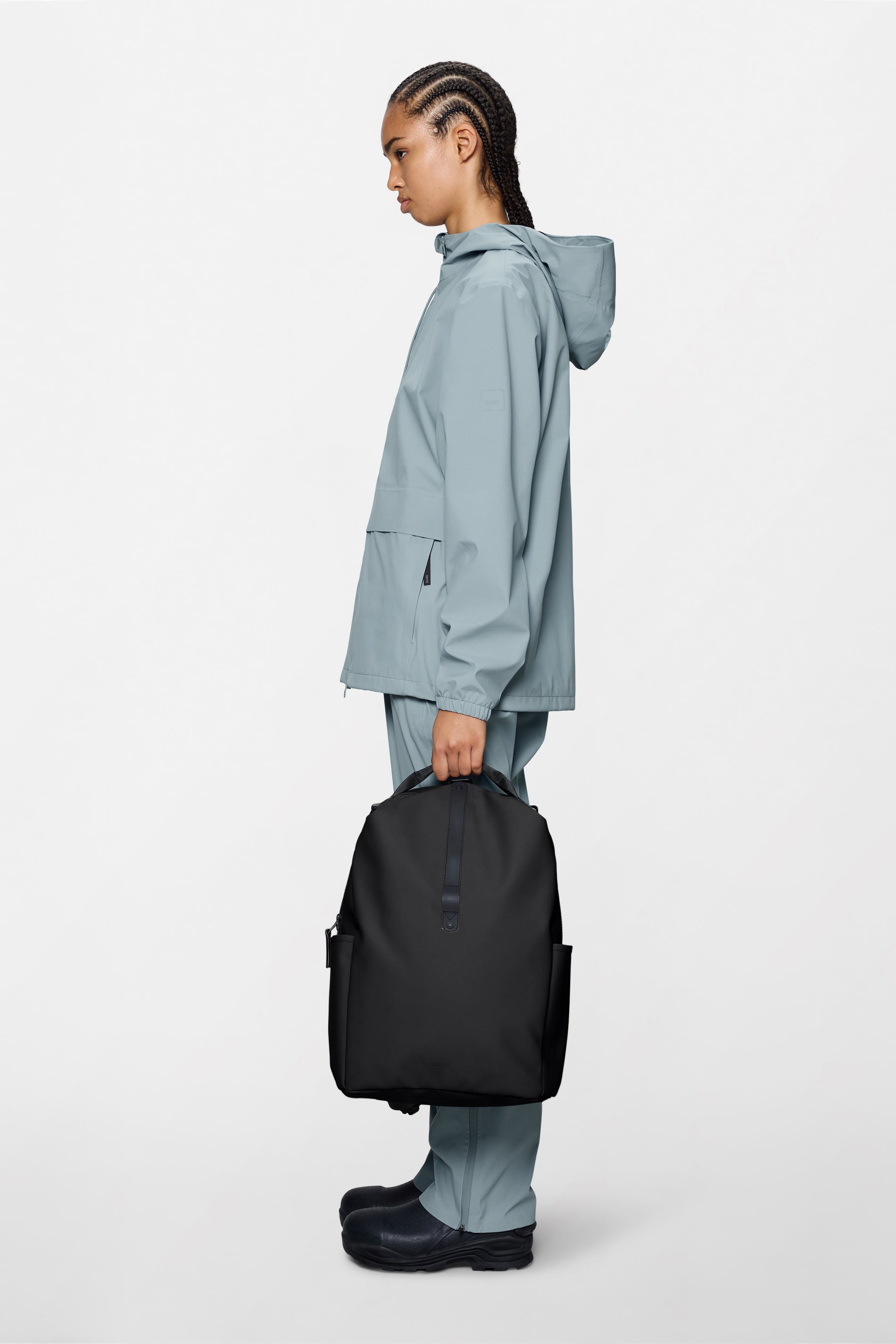 RAINS Clip Front Backpack Black Backpack