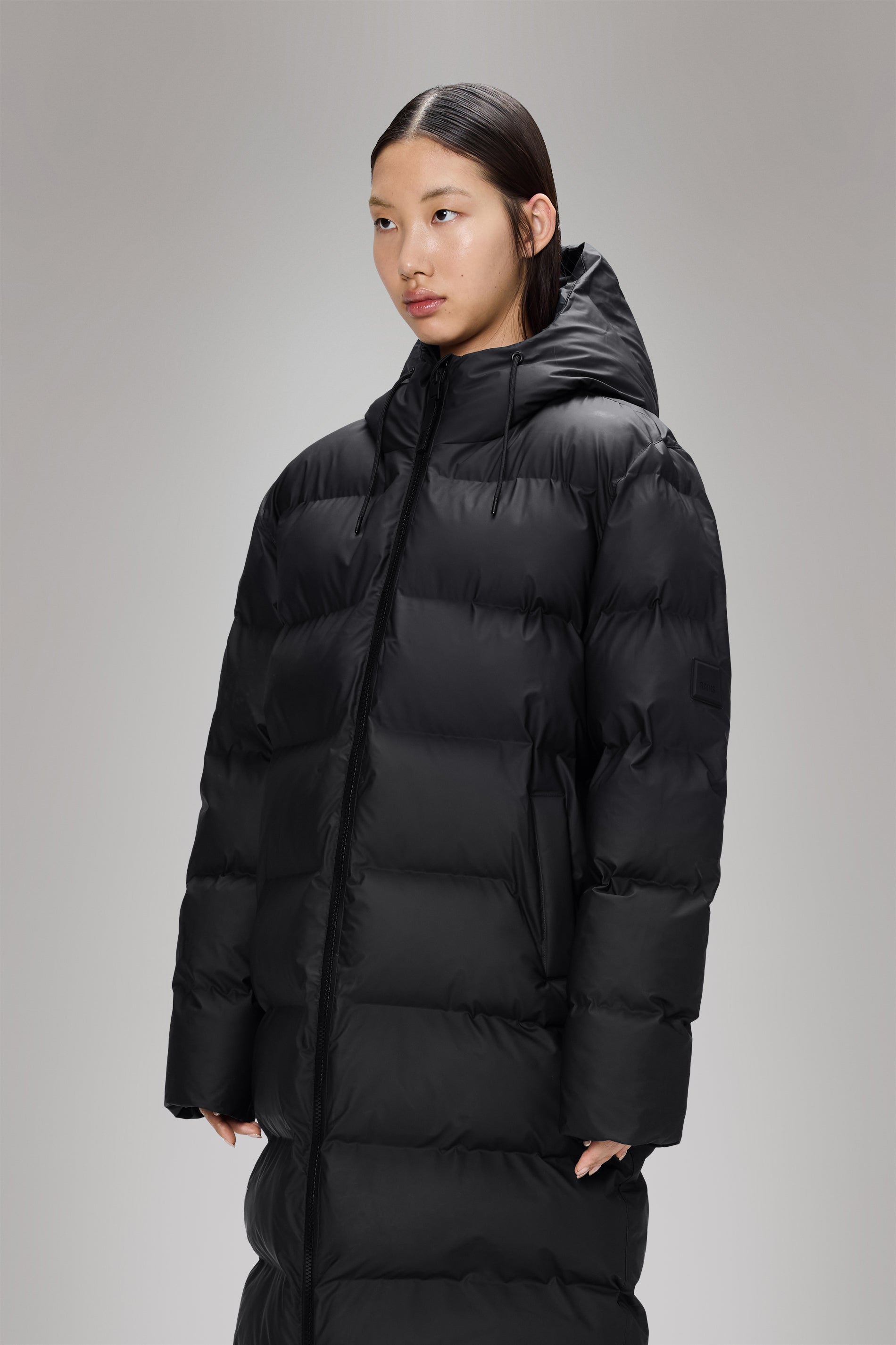 RAINS Alta Longer Puffer Jacket Black Jacket