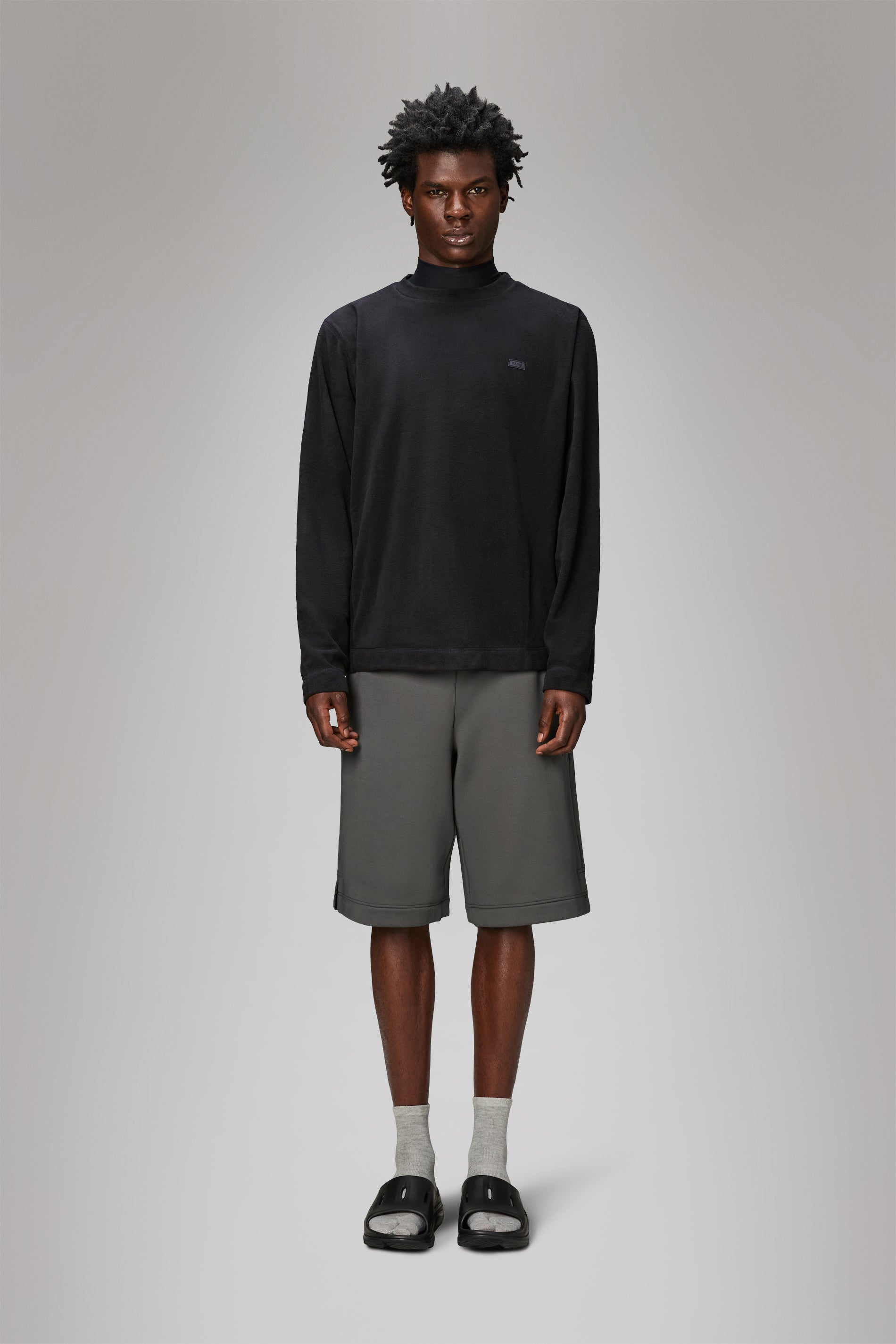 RAINS Addis Fleece Crewneck Black Crew Neck