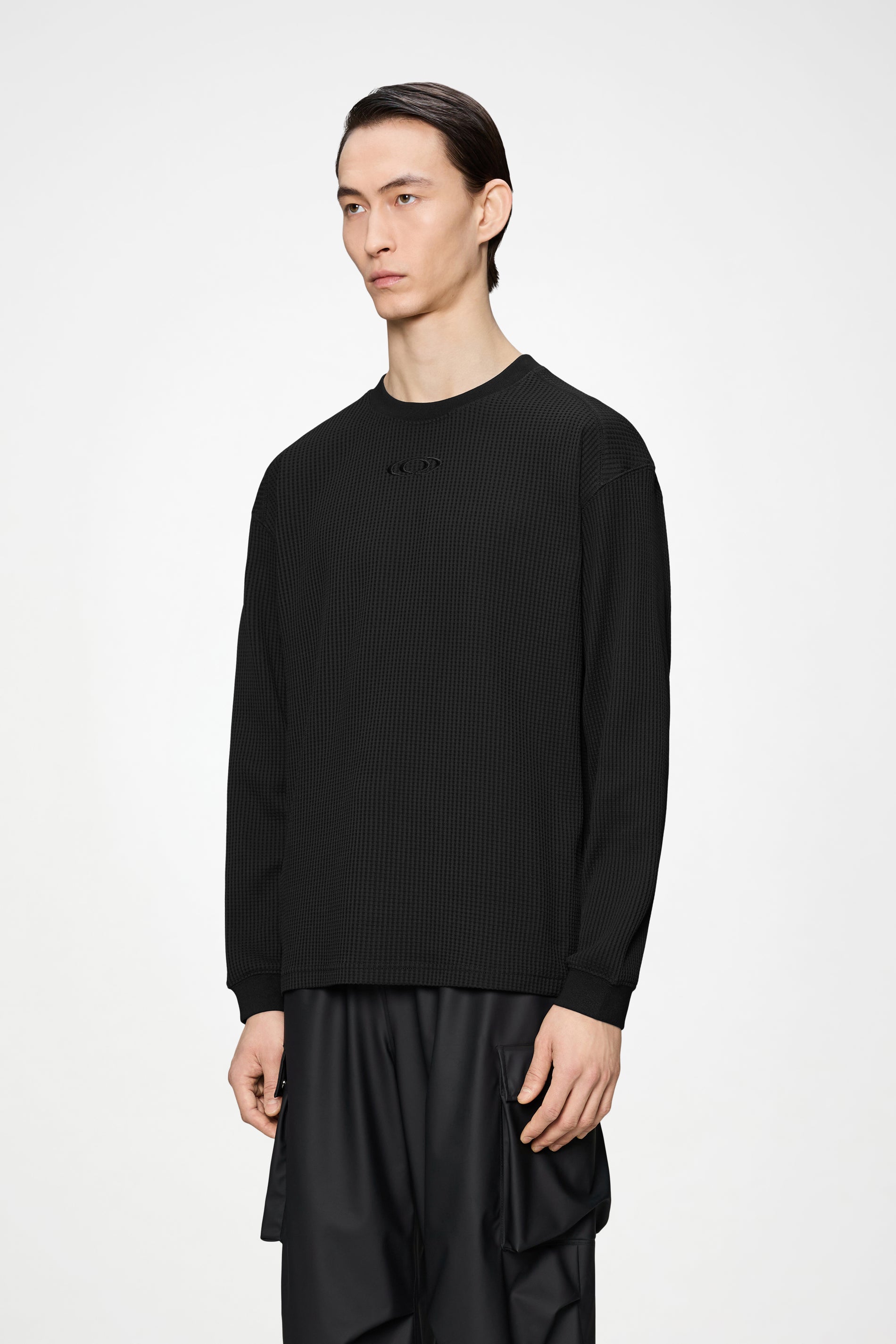 RAINS Waffle Long Sleeve T-shirt Splash Black Long Sleeve