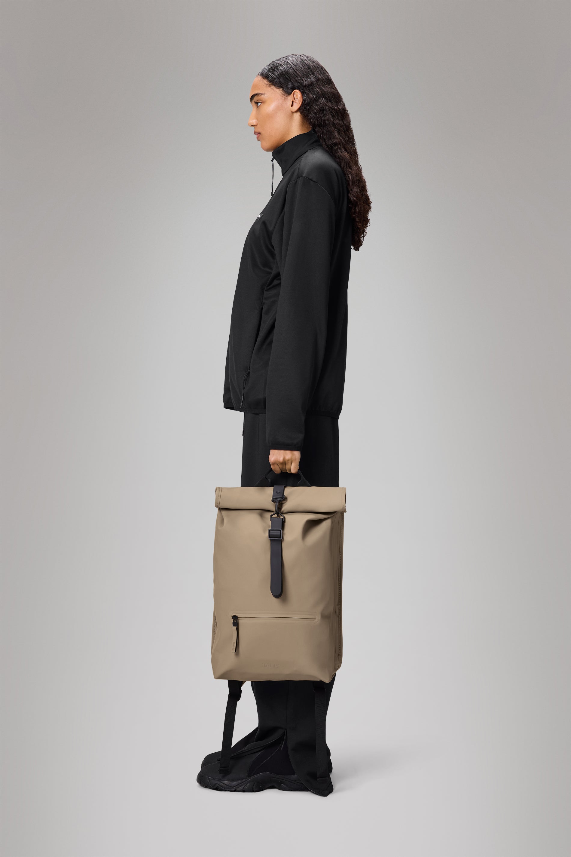 RAINS Rolltop Rucksack Beige Backpack