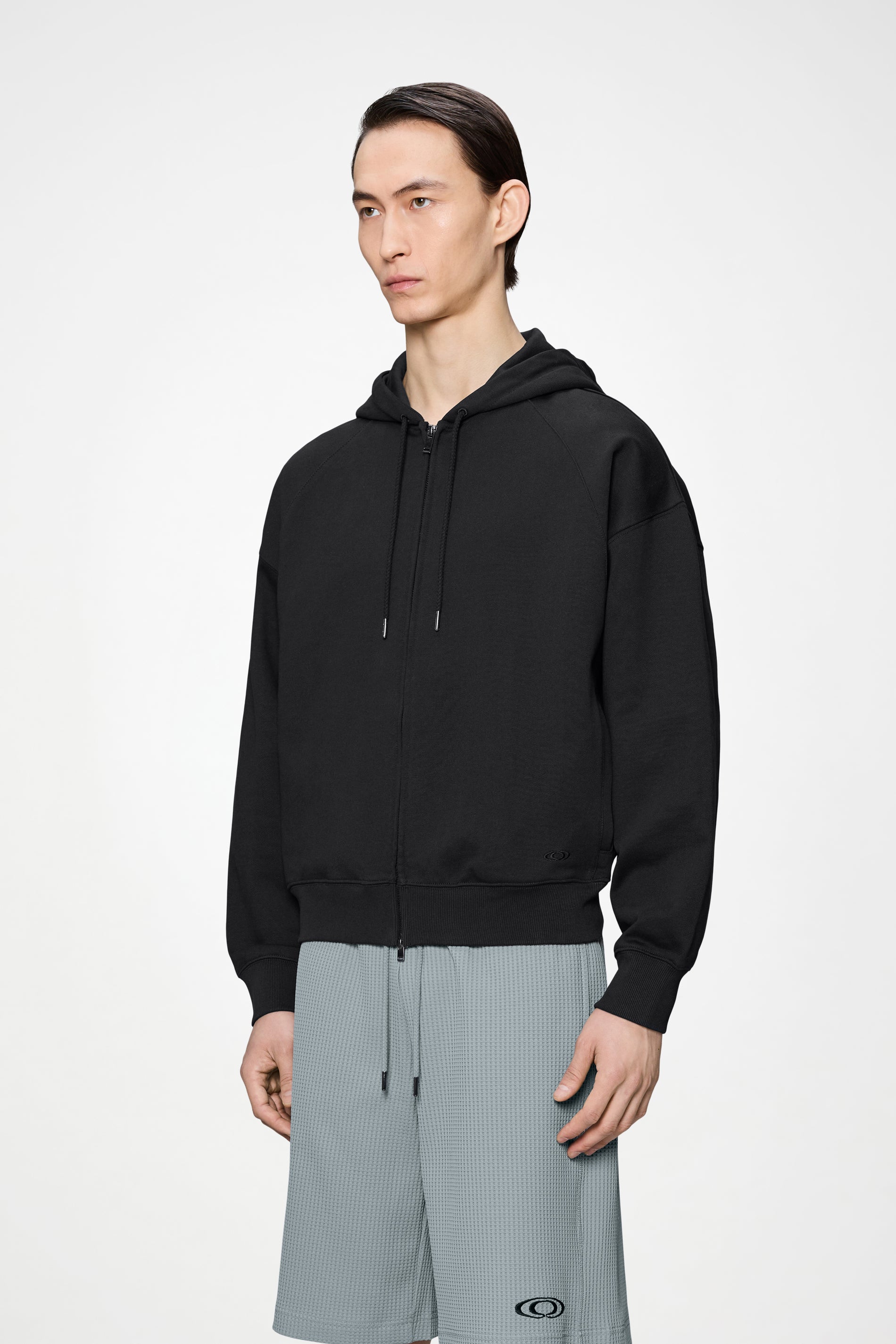 RAINS Classic Zip Hoodie Black Long Sleeve