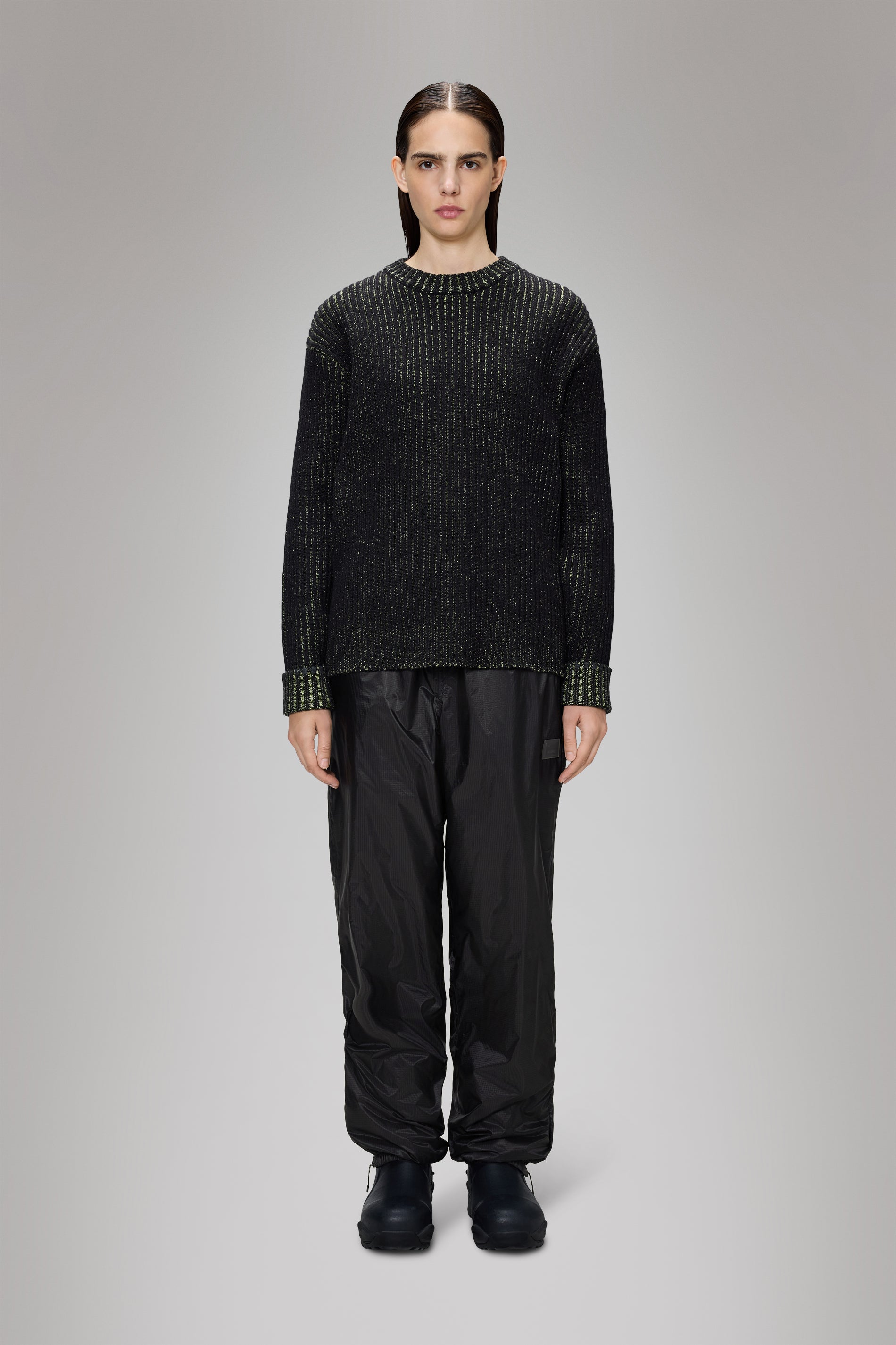 RAINS Sapa Knit Crew Neck Black/Acid Crew Neck