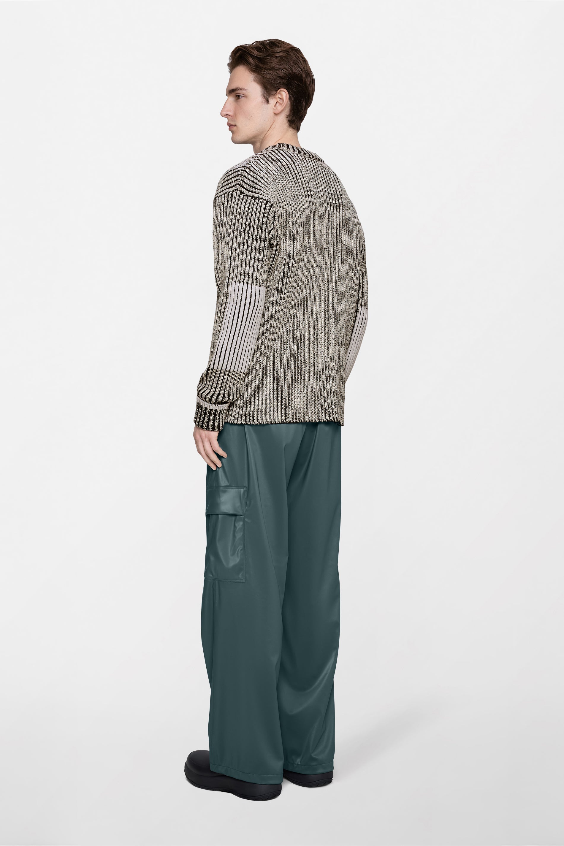 RAINS Sapa Knit Crew Neck Vintage White / Black Long Sleeve