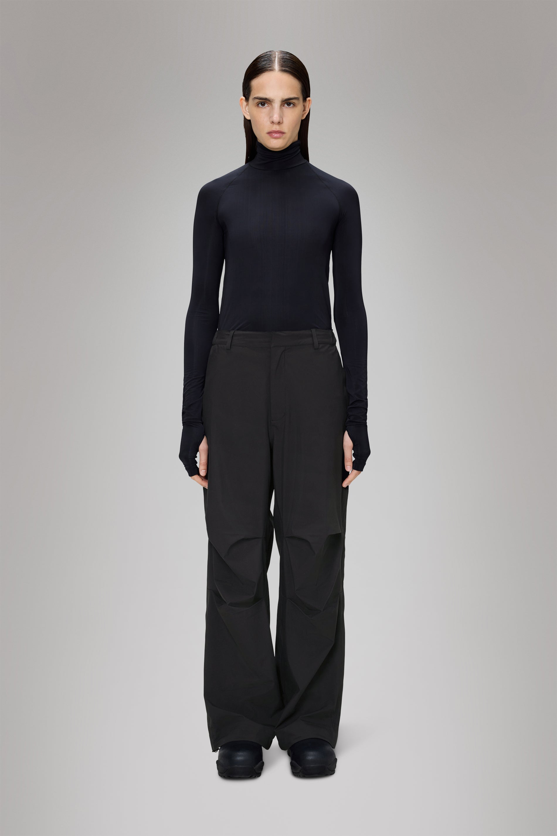 RAINS Suva Hardshell Pants Wide Black Pants
