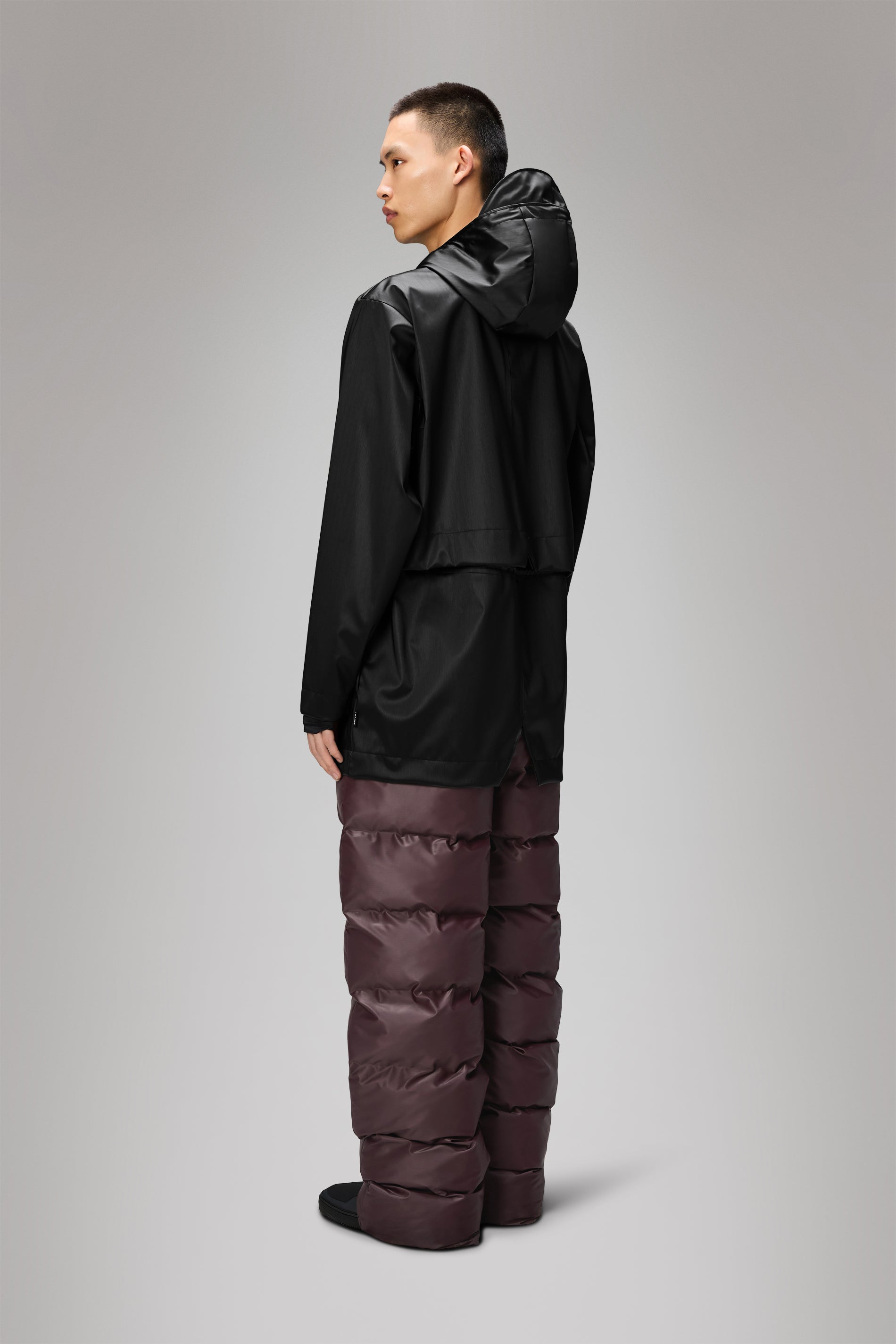 RAINS Bold Long Jacket Black Grain Jacket