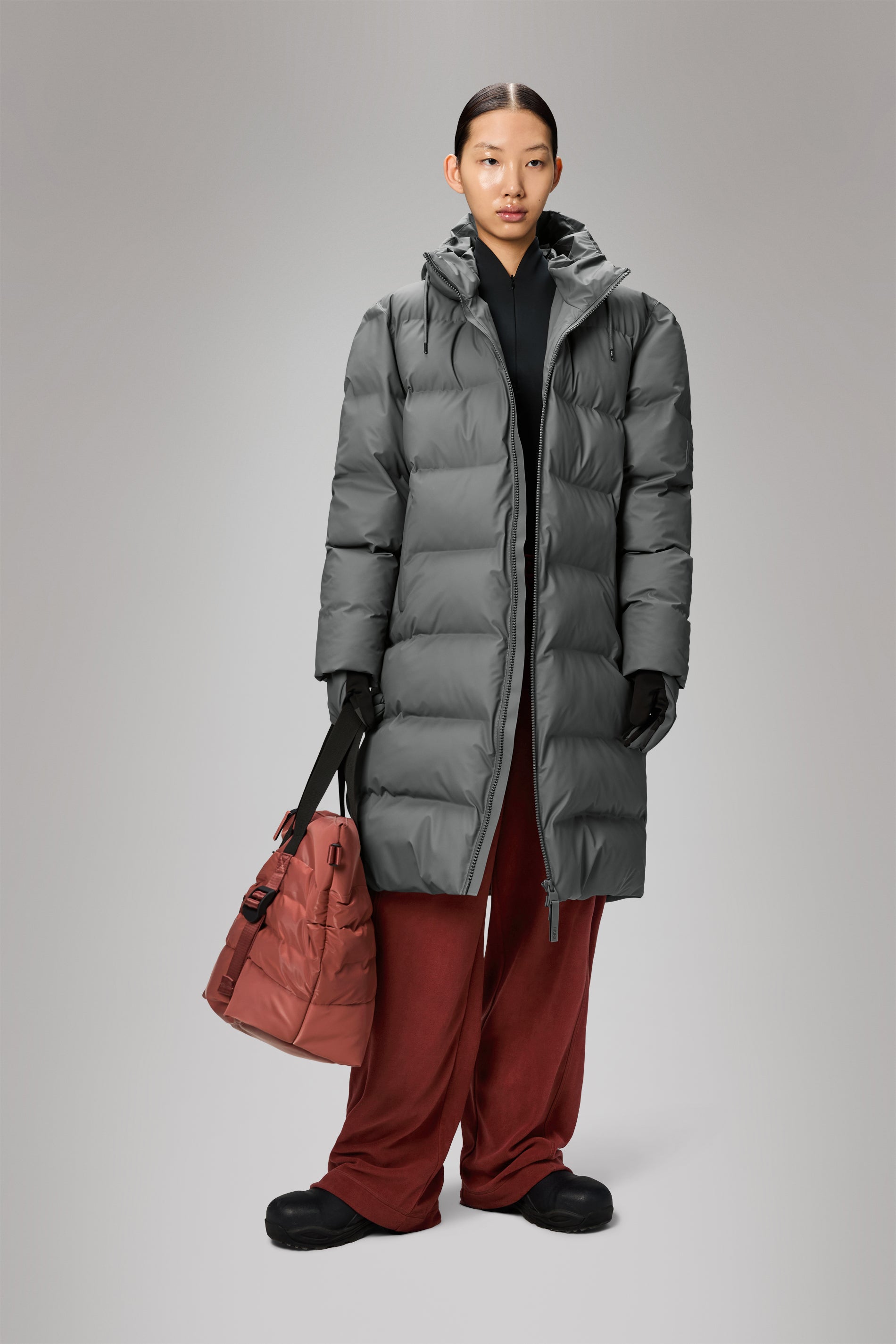 Rains Alta Longer Puffer Jacket Grey Jacket