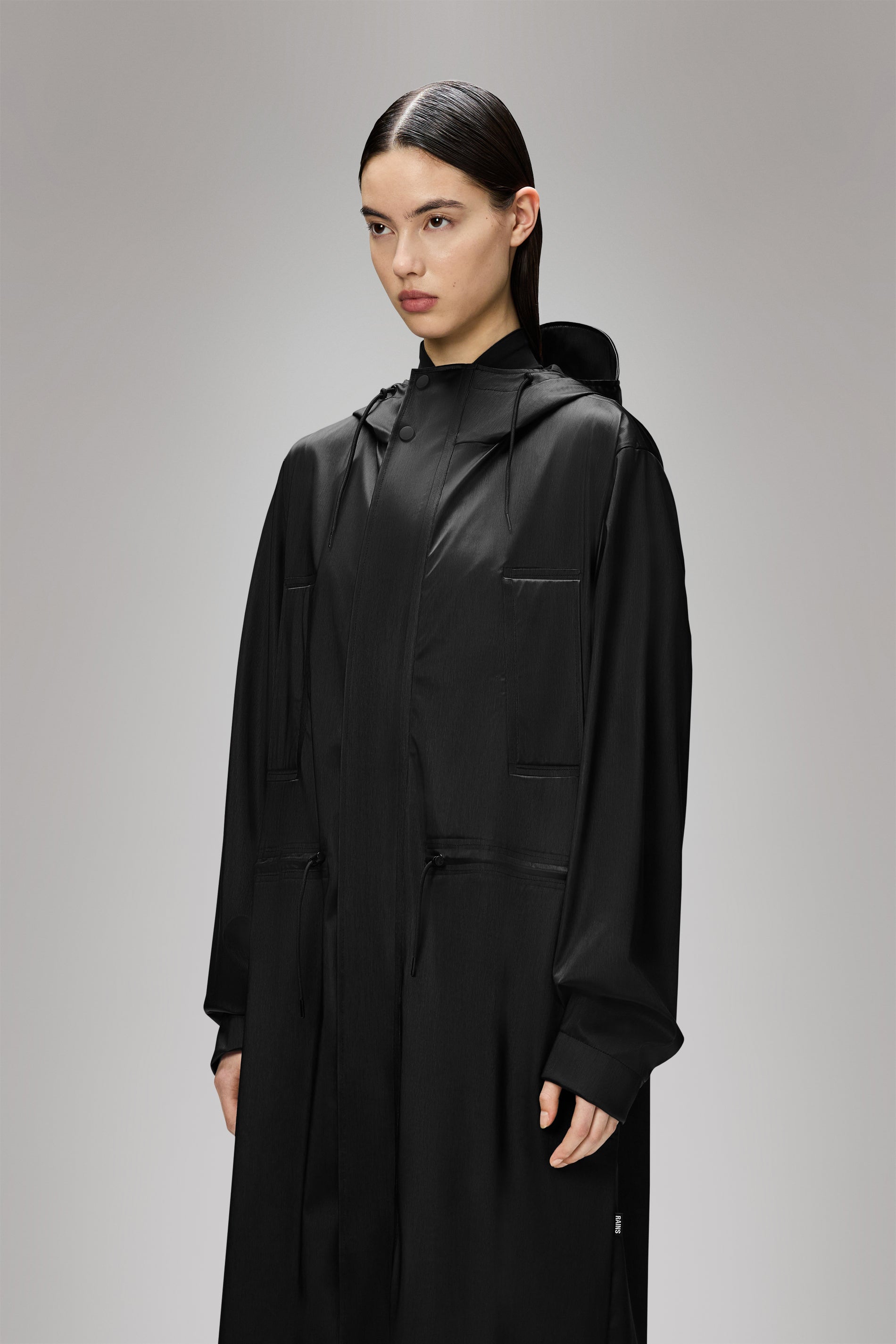 RAINS Bold Longest Jacket Black Grain Jacket