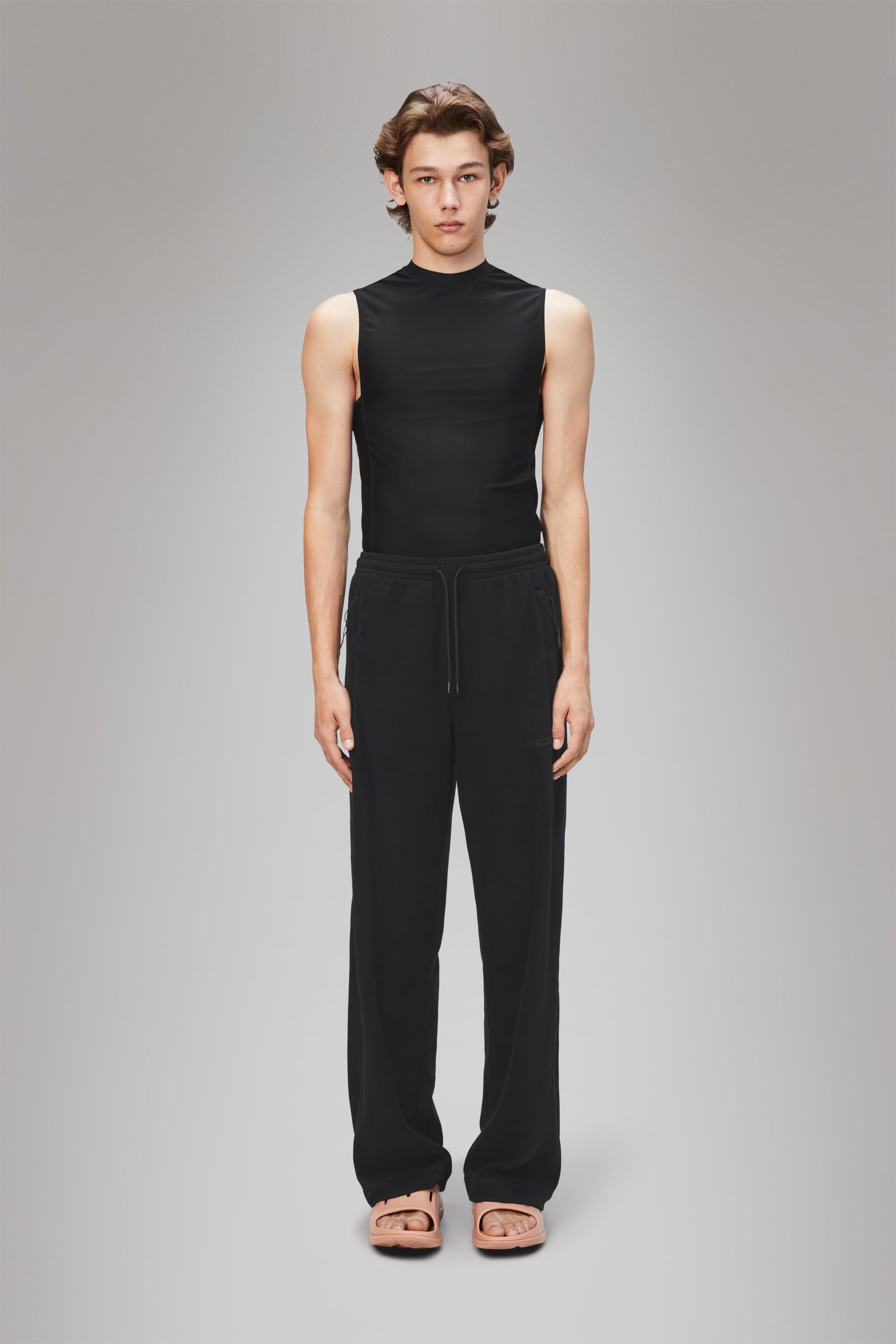 RAINS Addis Fleece Pants Wide Black Pants
