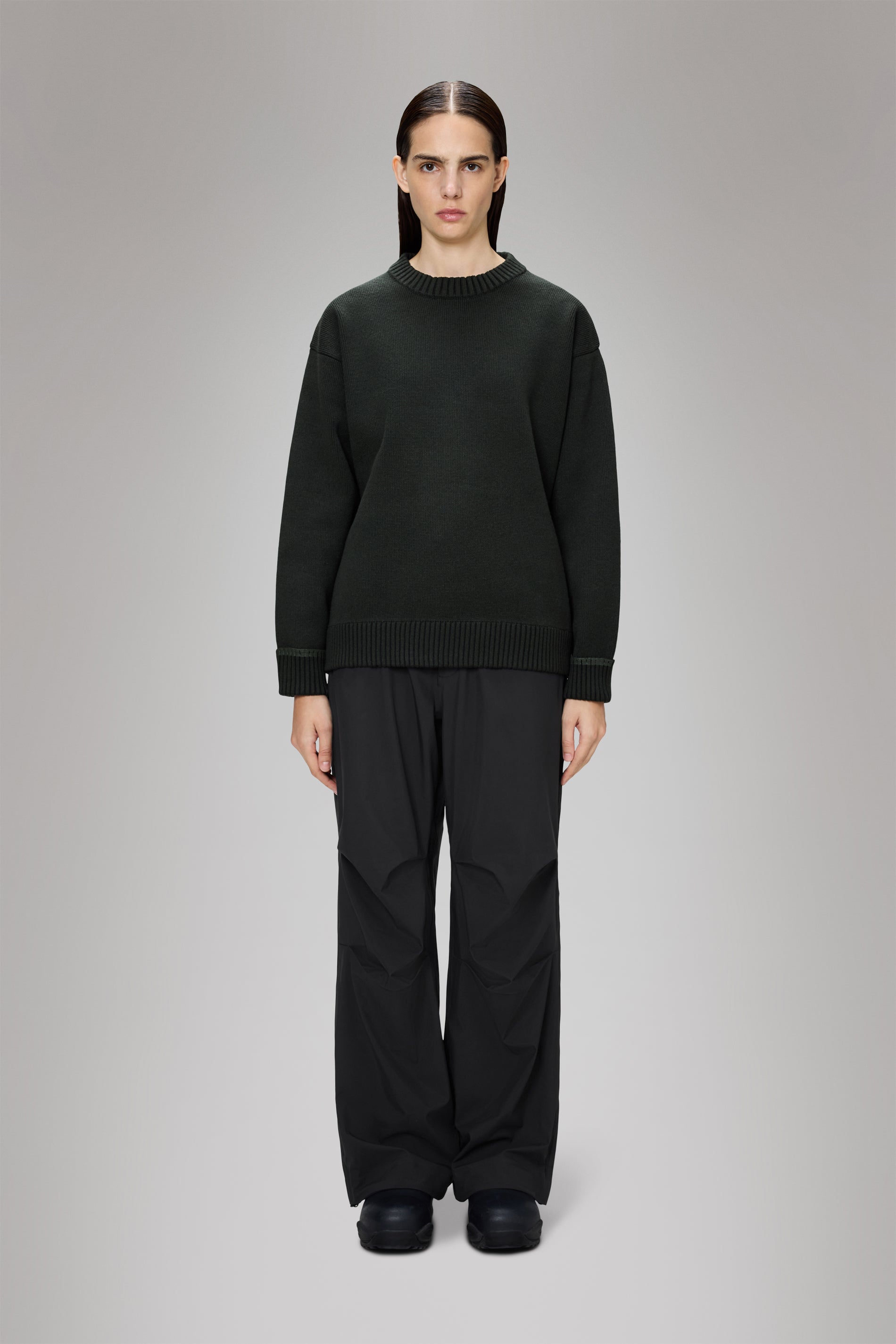 Rains Sowa Knit Crew Neck Green/Black Long Sleeve