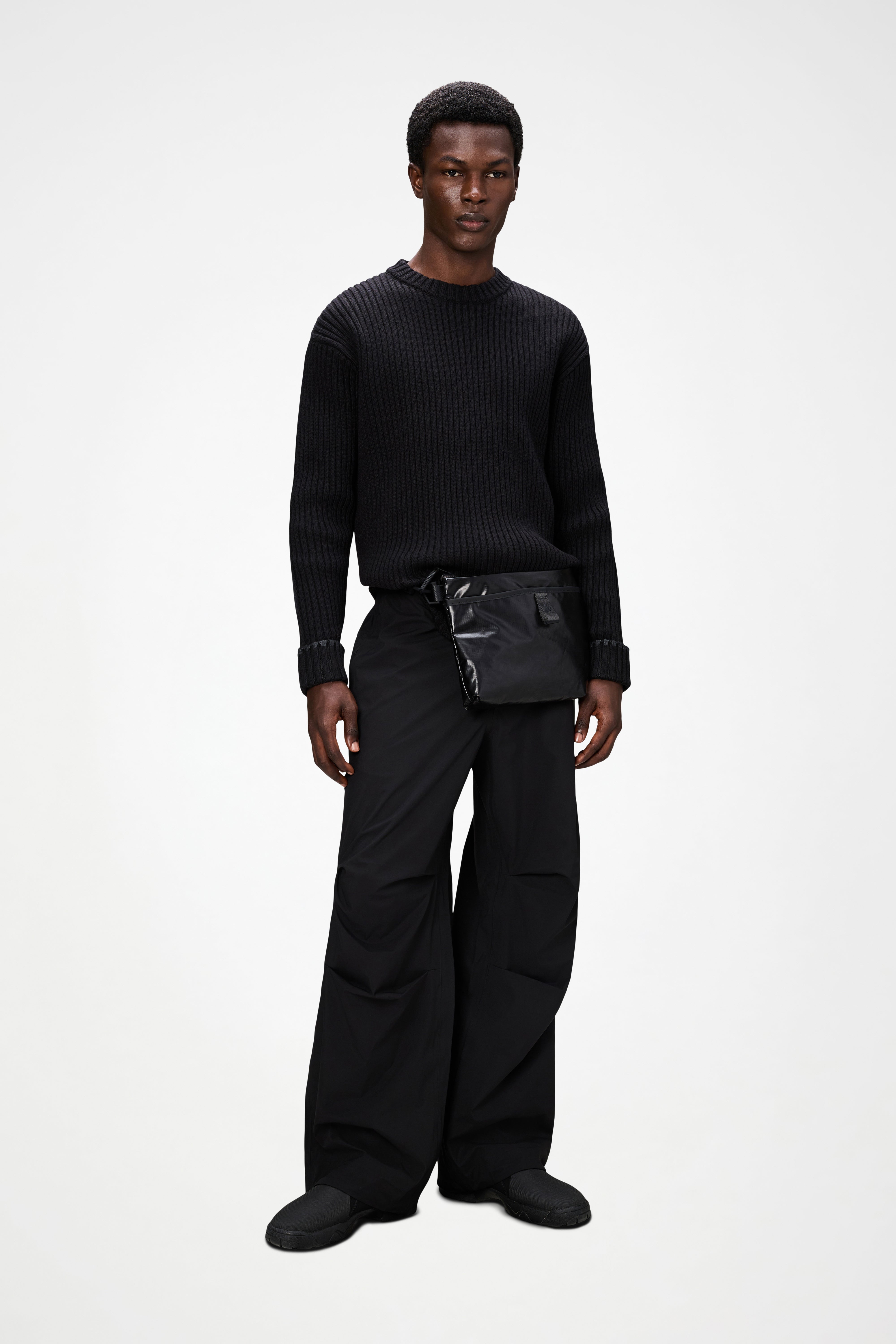 RAINS Sapa Knit Crew Neck Black Long Sleeve