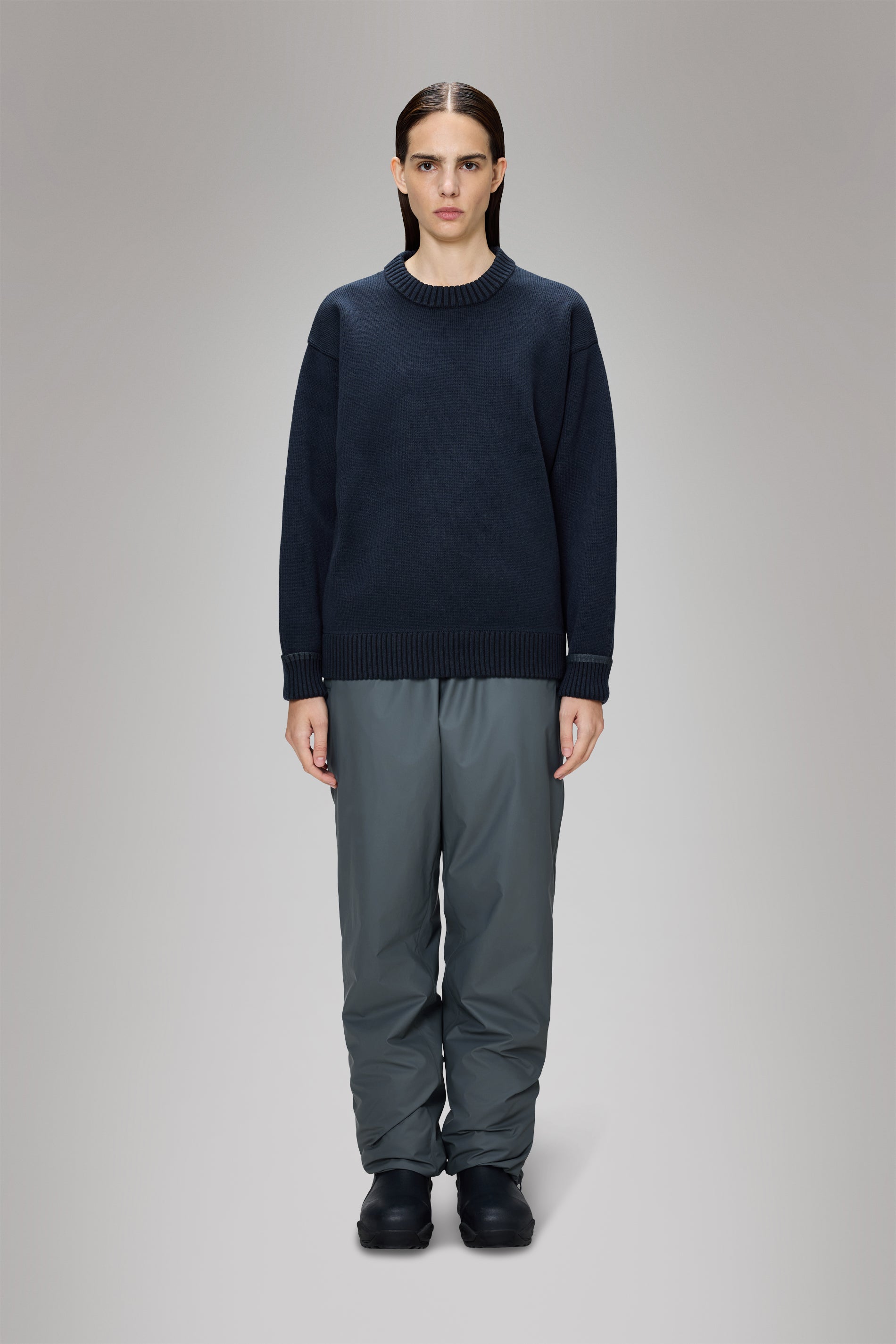 Rains Sowa Knit Crew Neck Navy/Black Long Sleeve