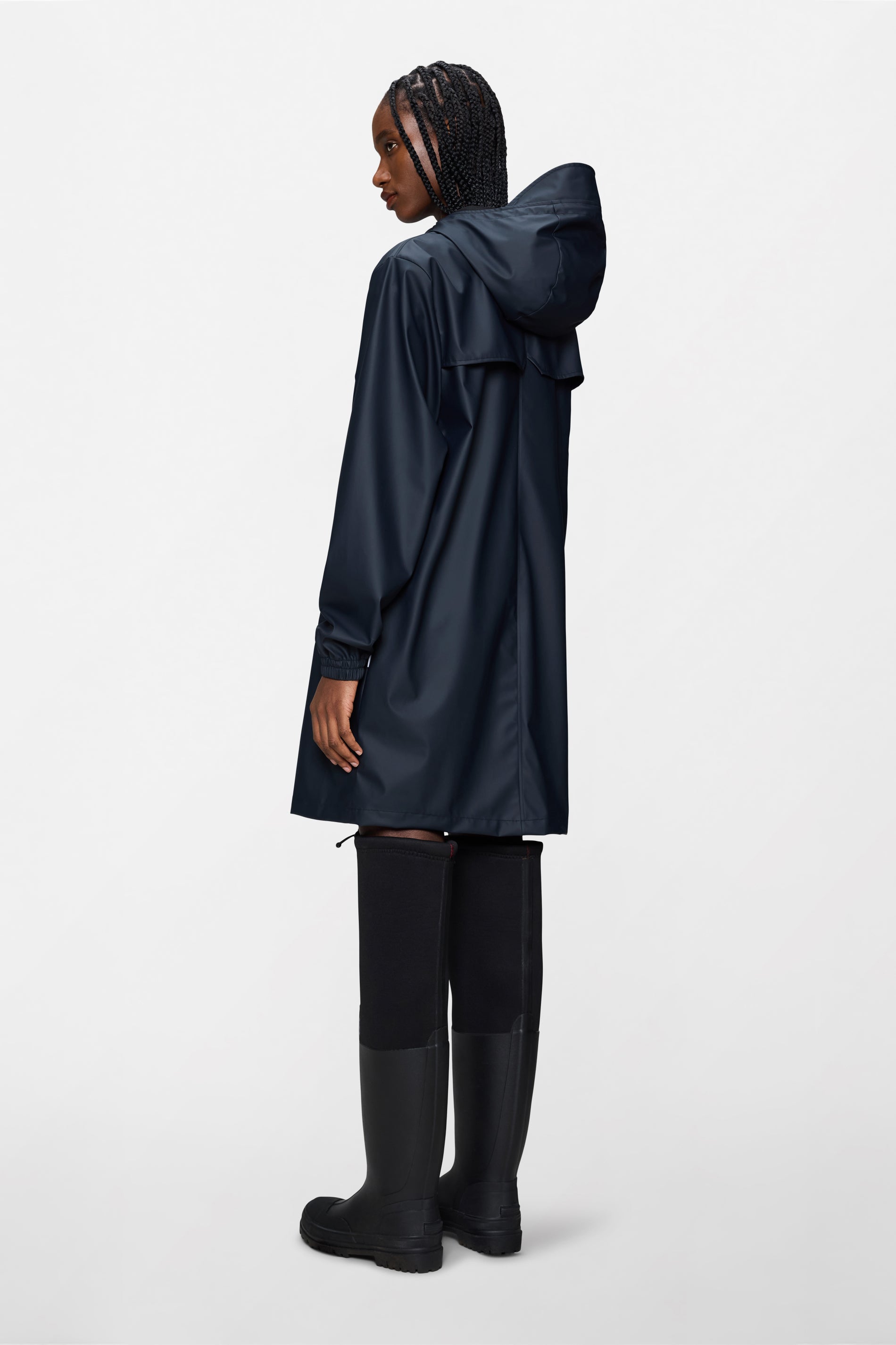 RAINS Long Storm Breaker Navy Jacket