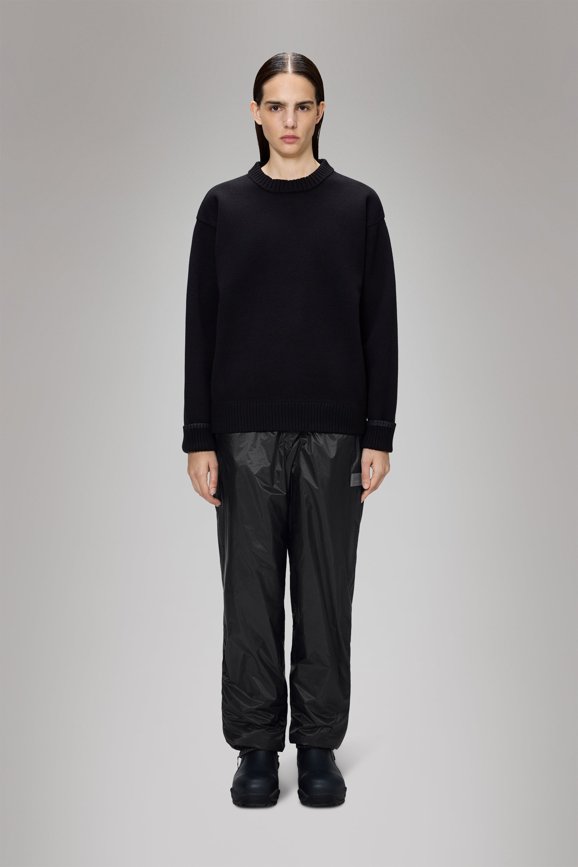 Rains Sowa Knit Crew Neck Black Long Sleeve