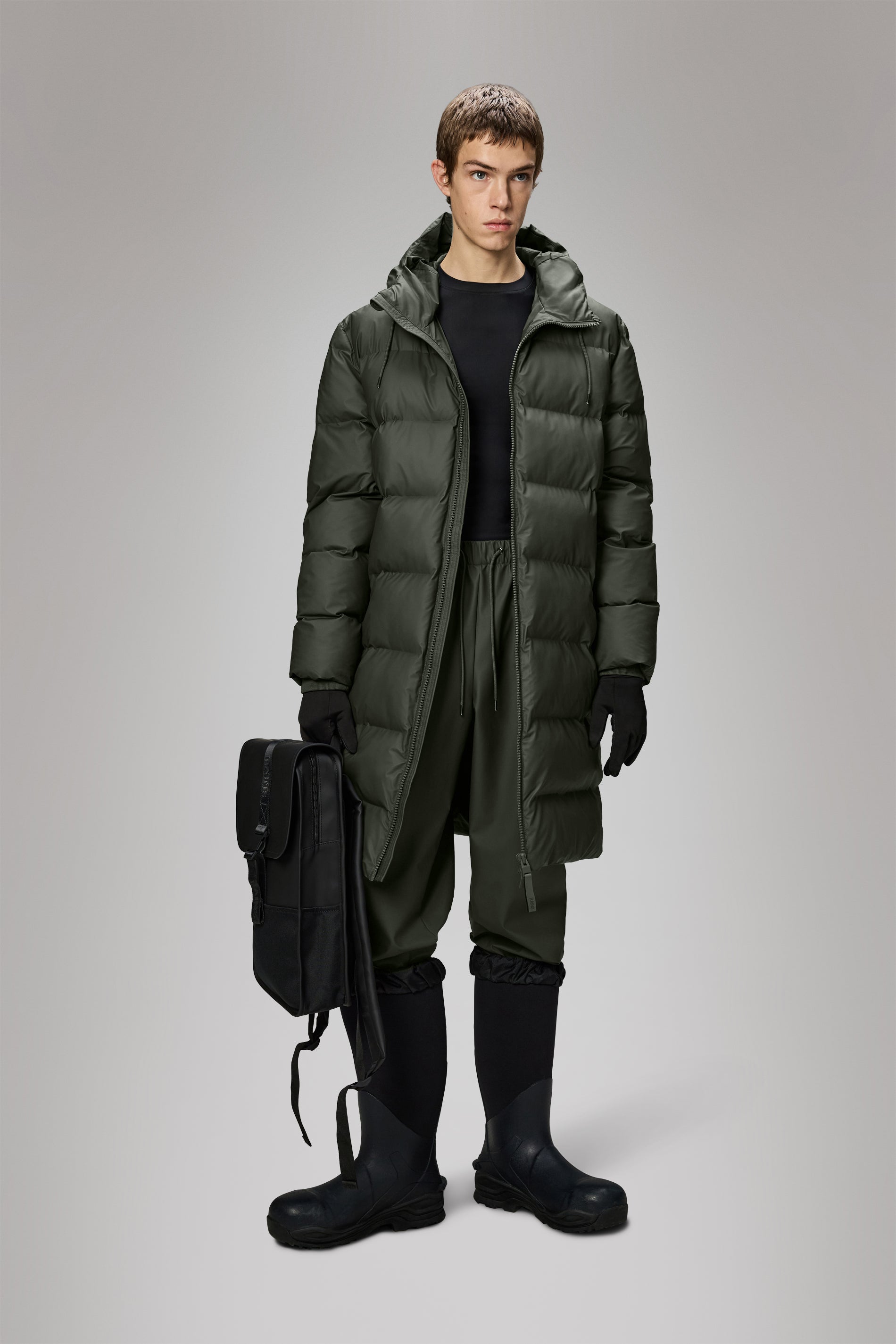 Rains Alta Longer Puffer Jacket Green Jacket