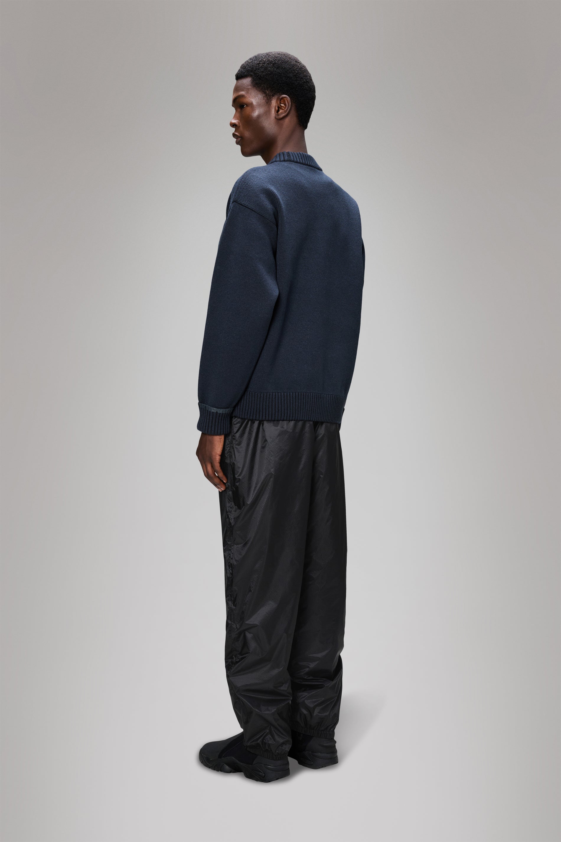 RAINS Sowa Knit Crew Neck Navy/Black Long Sleeve