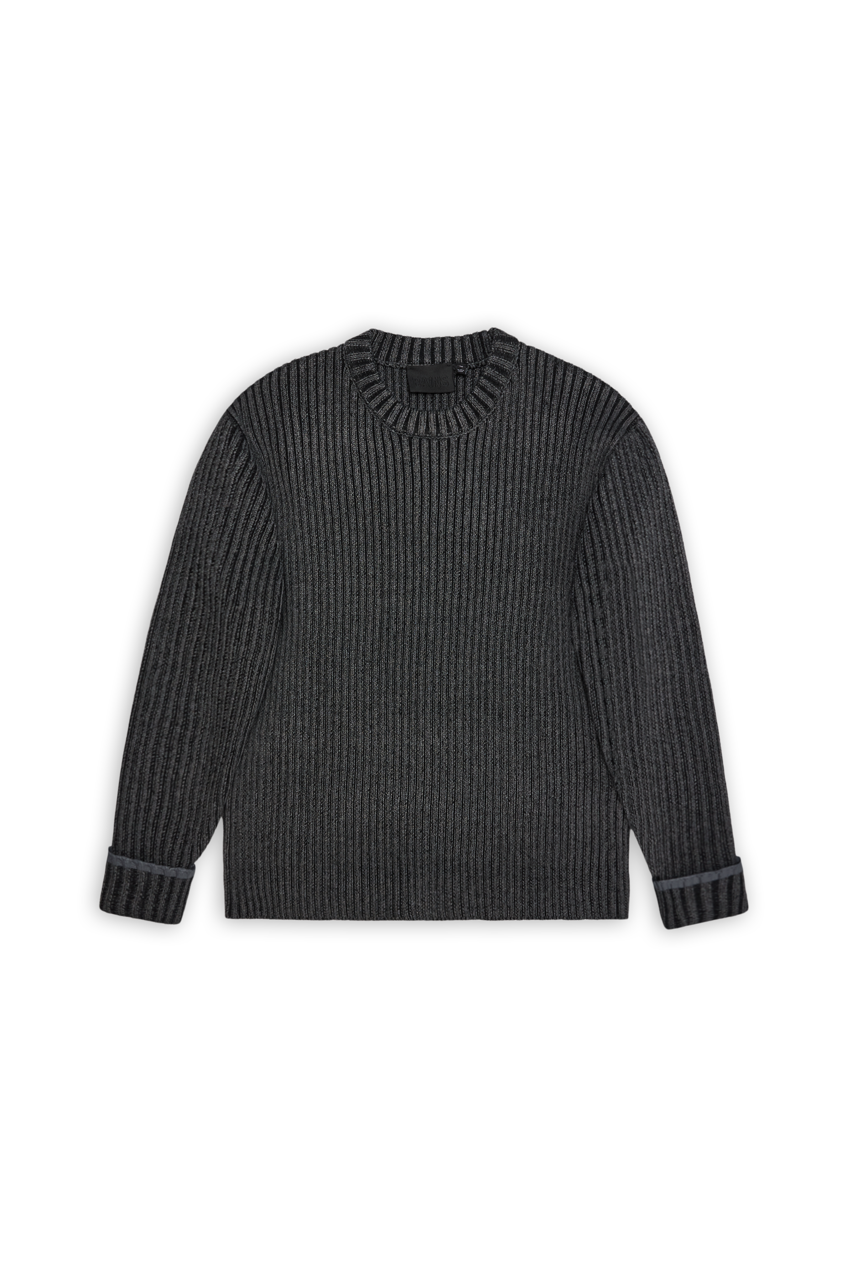 RAINS Sapa Knit Crew Neck Dark Grey / Black Long Sleeve