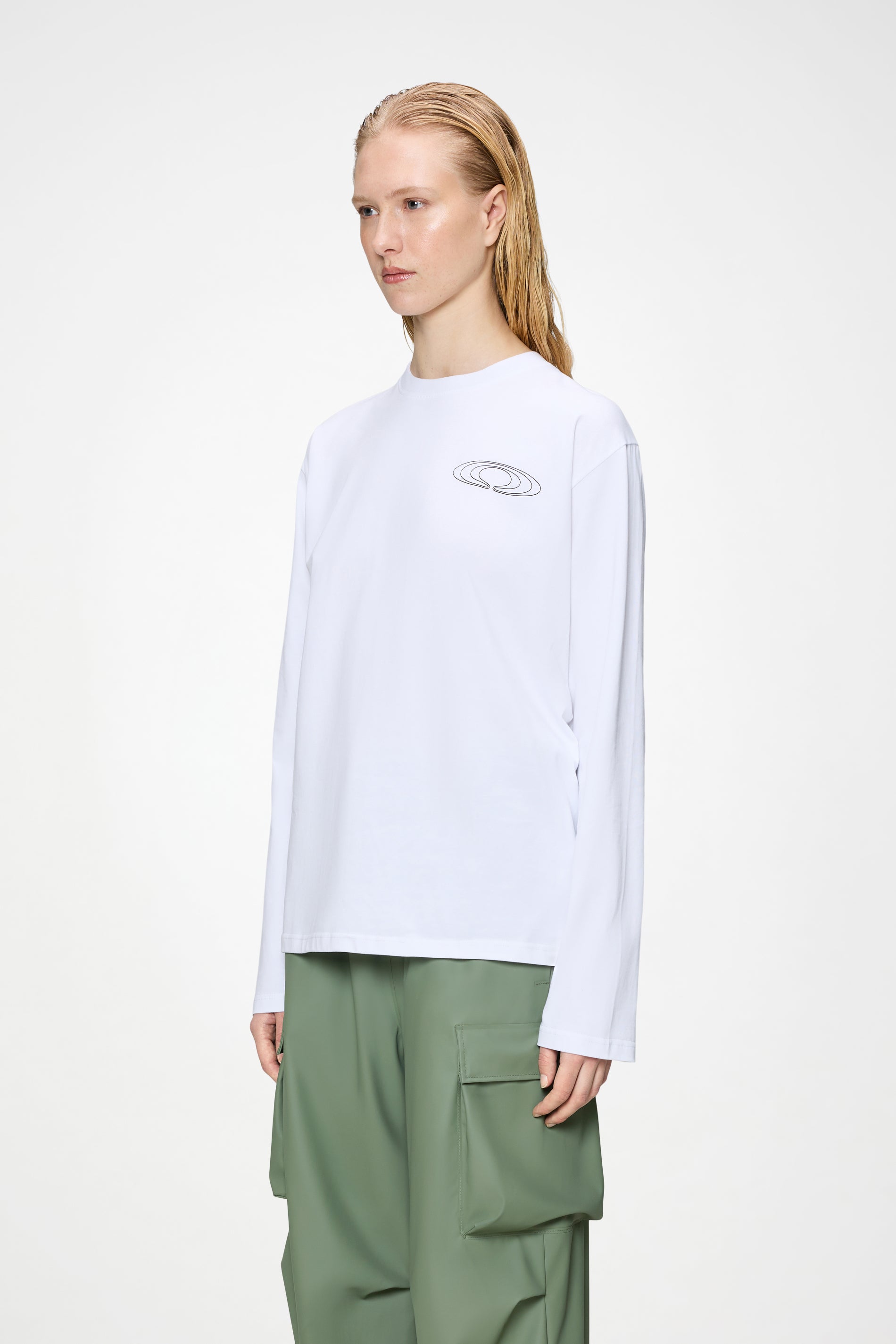 RAINS Classic Long Sleeve T-Shirt White Long Sleeve