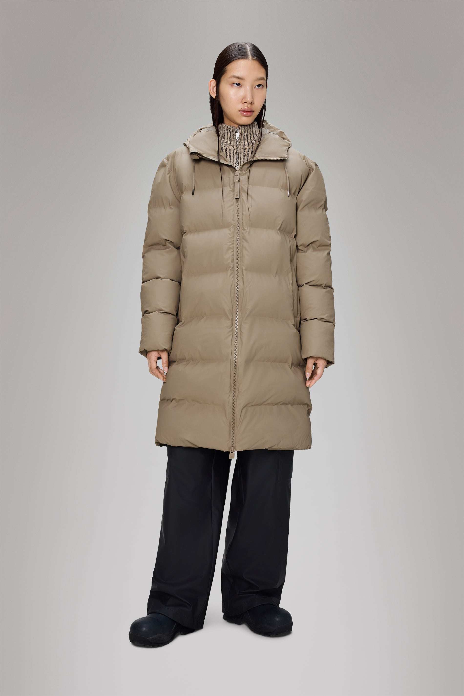 Rains Alta Longer Puffer Jacket Beige Jacket