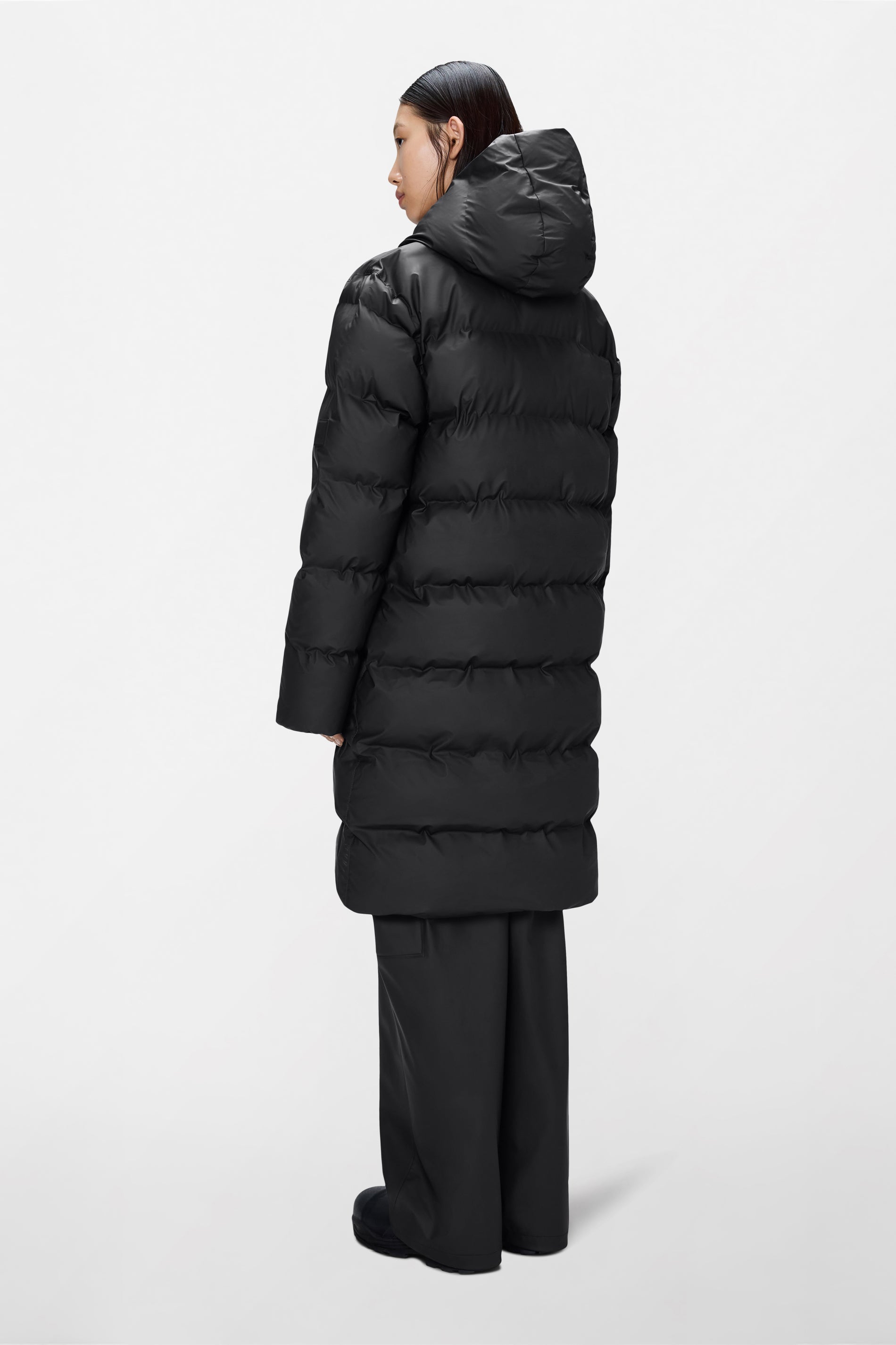 RAINS Alta Longer Puffer Jacket Black Jacket