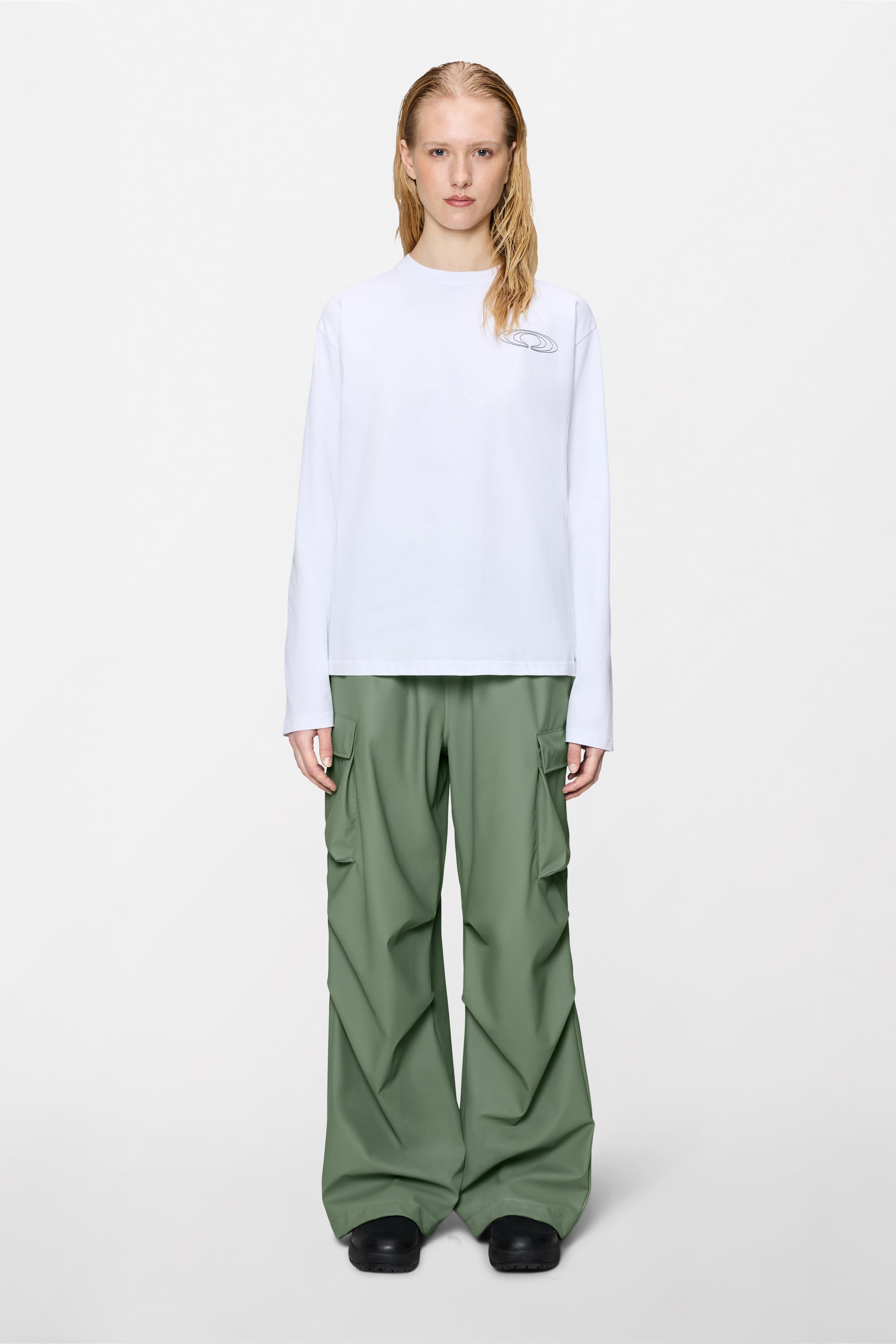 RAINS Classic Long Sleeve T-Shirt White Long Sleeve