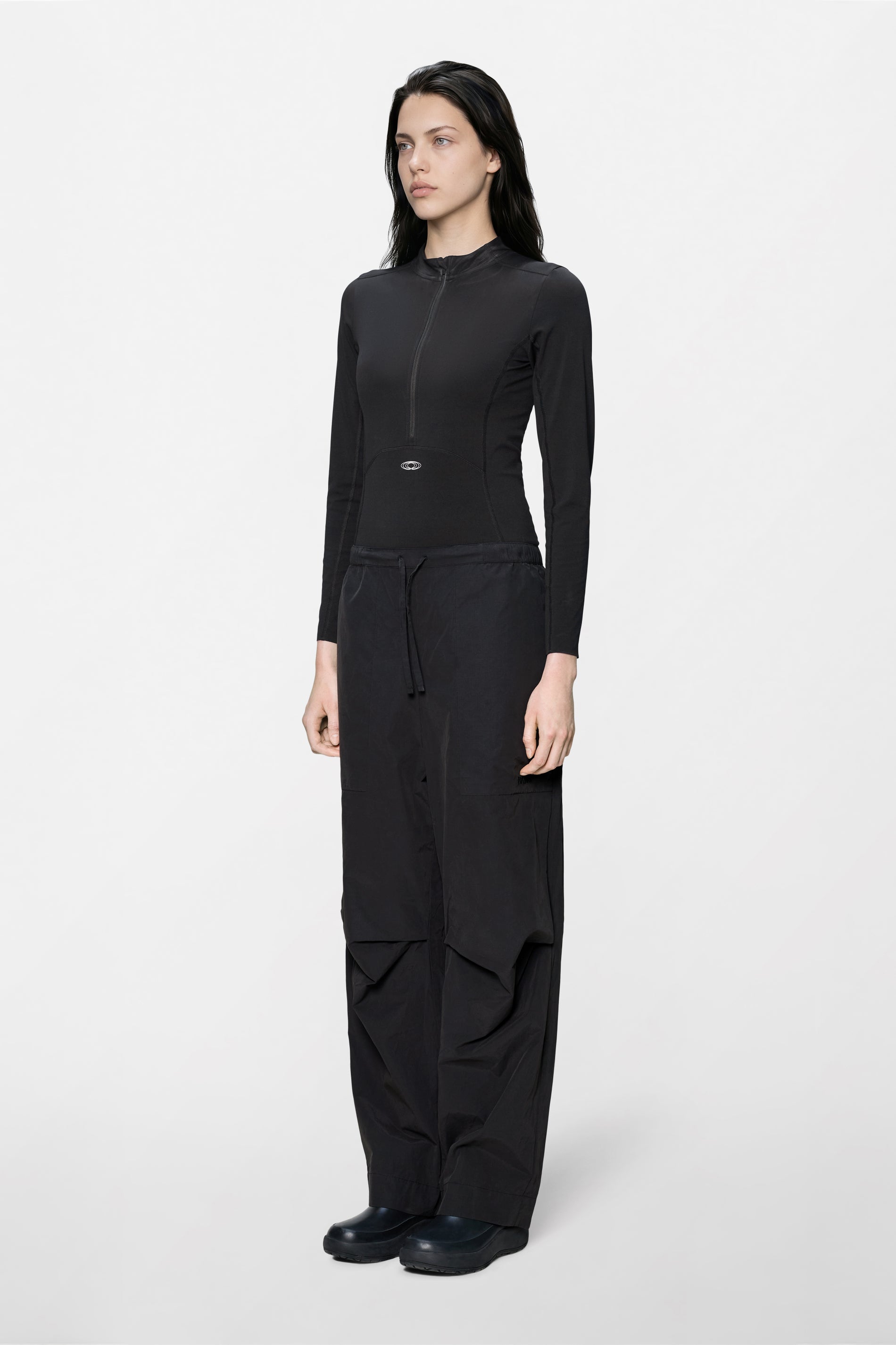 RAINS Light Woven Pants Wide Black Pants