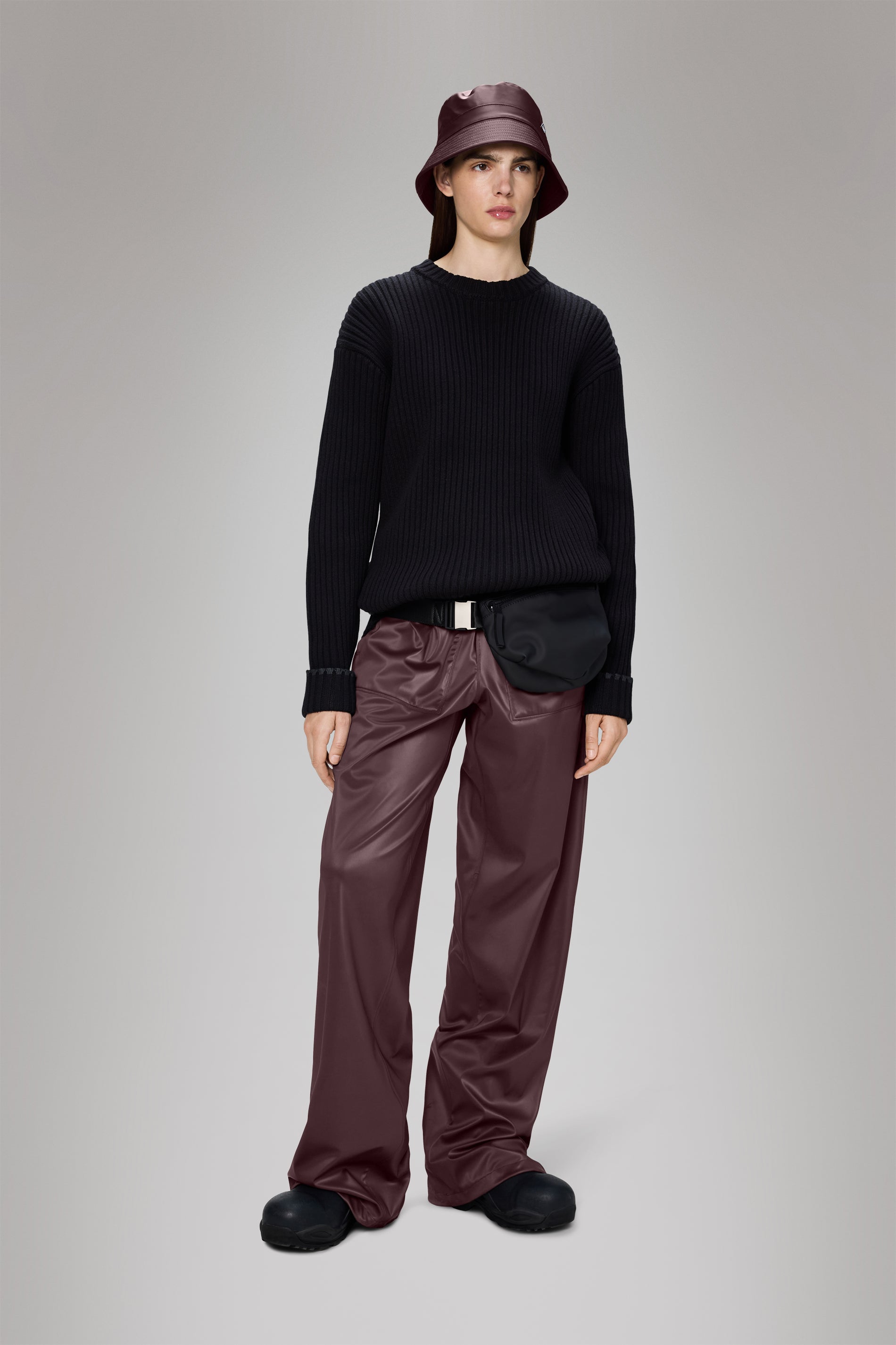 RAINS Sapa Knit Crew Neck Black Long Sleeve