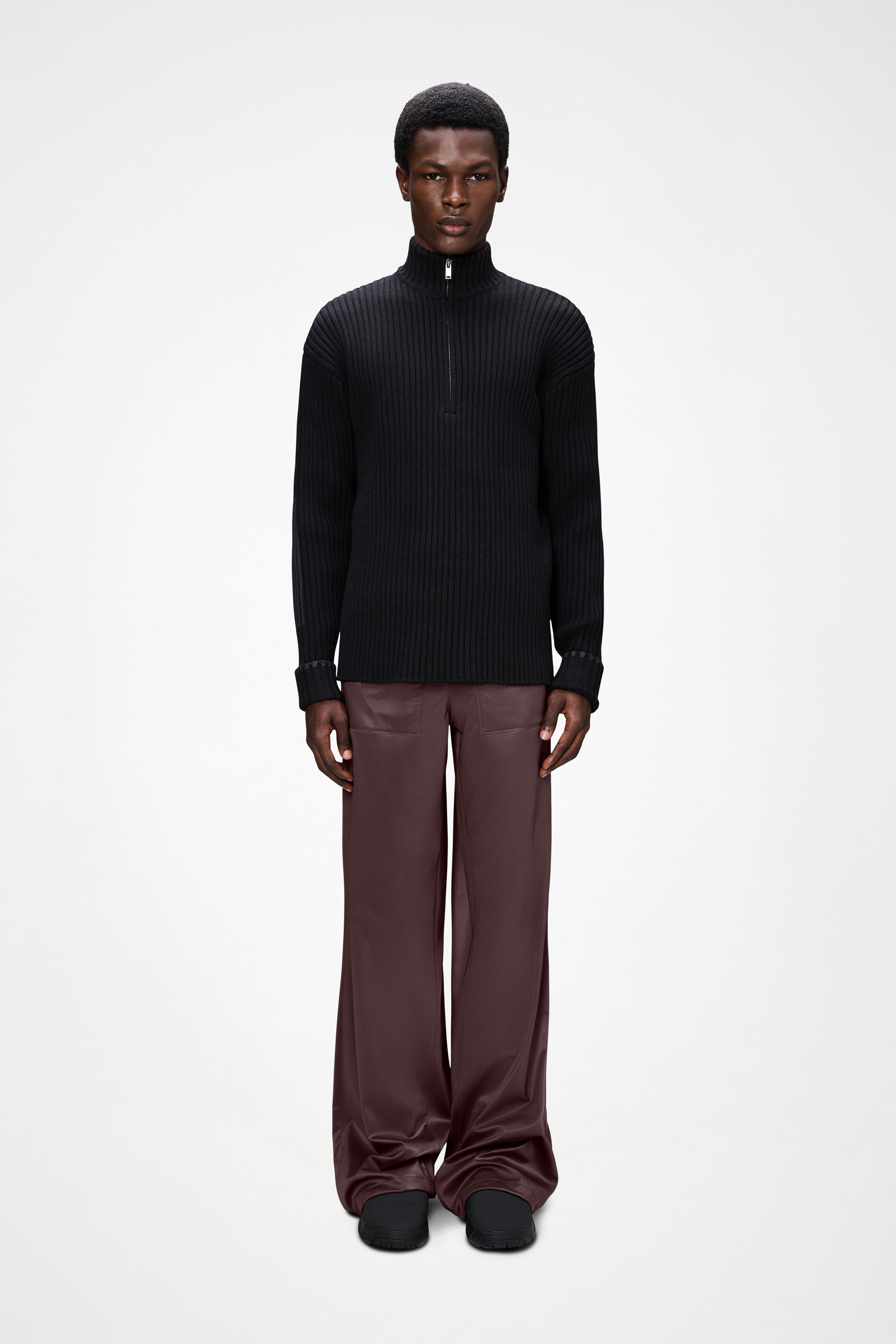 RAINS Sapa Half Zip Knit Black Long Sleeve