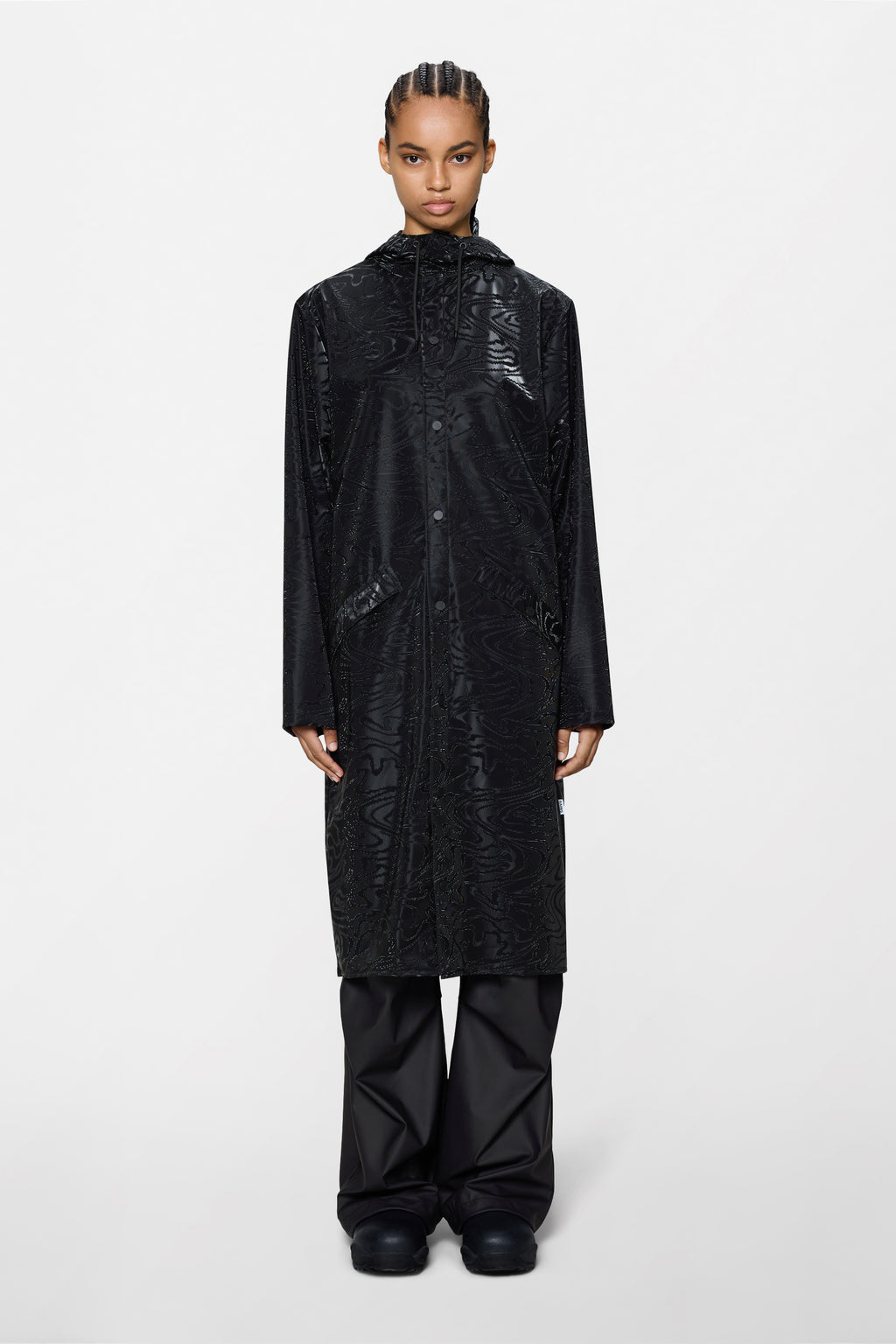 Veste De Pluie Longue Rains 18540 Noire Taille M - Imperméable Avec Détails Réfléchissants