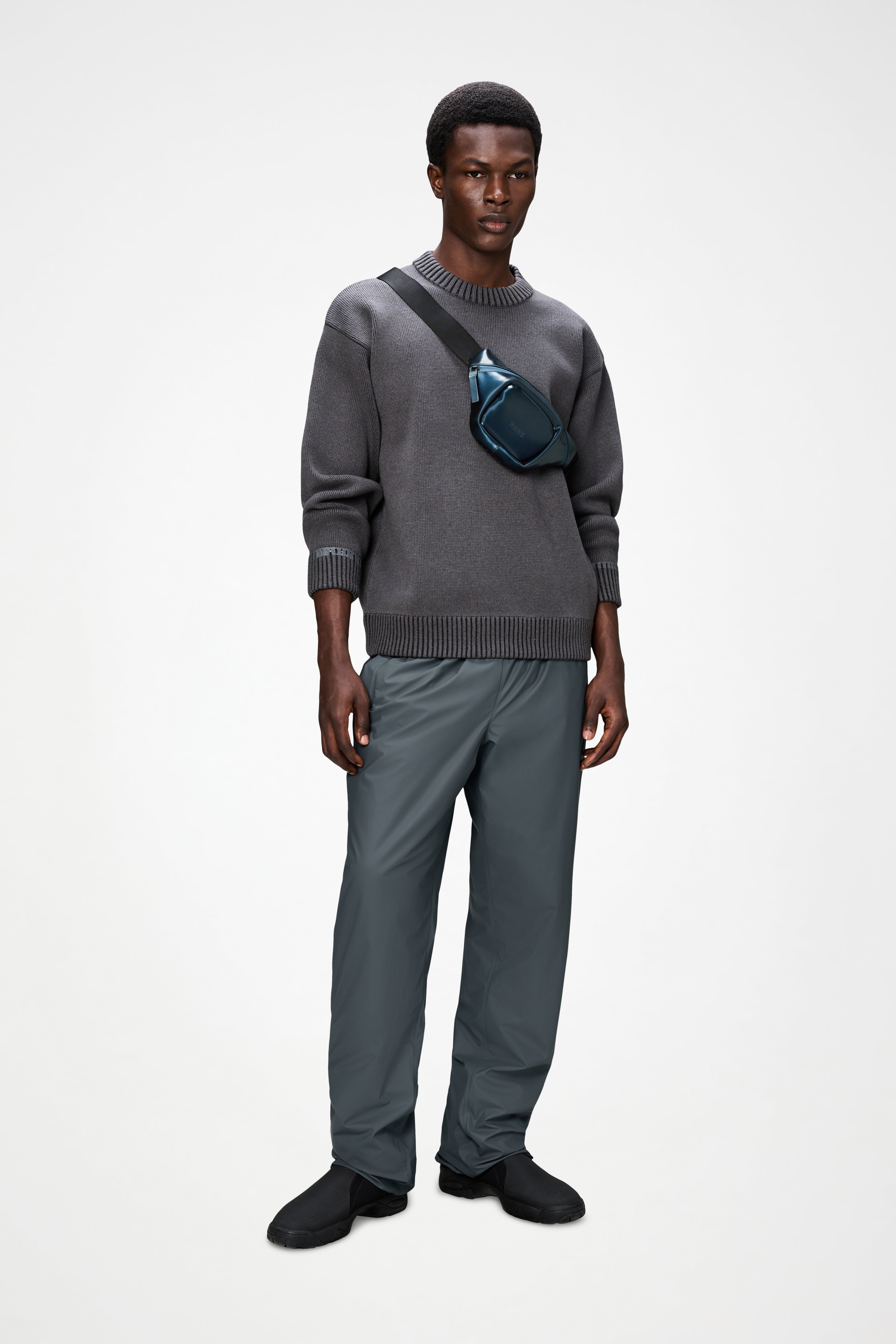 RAINS Sowa Knit Crew Neck Grey/Black Long Sleeve