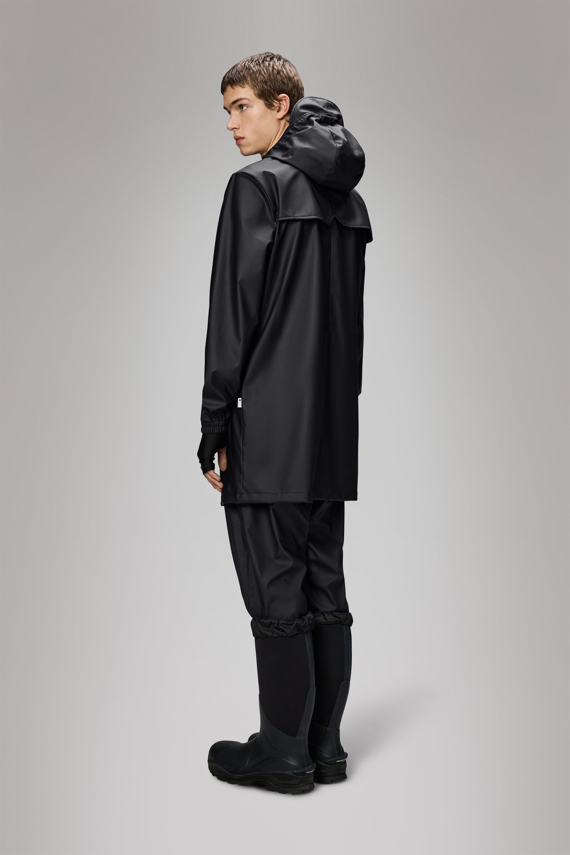 RAINS Long Storm Breaker Black Jacket