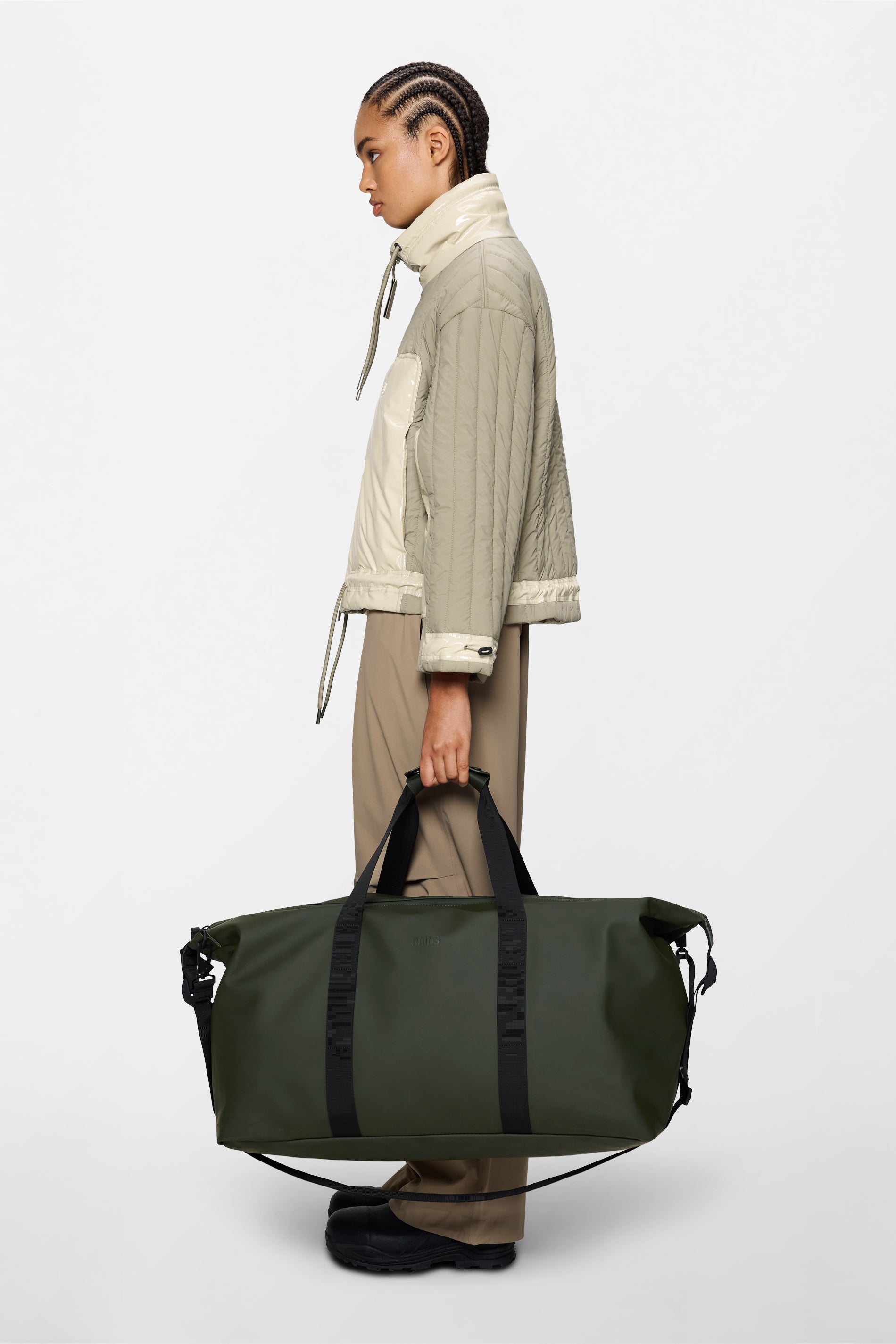 RAINS Hilo Weekend Bag Large Green 47L H29 x D28 x W60 cm Weekender